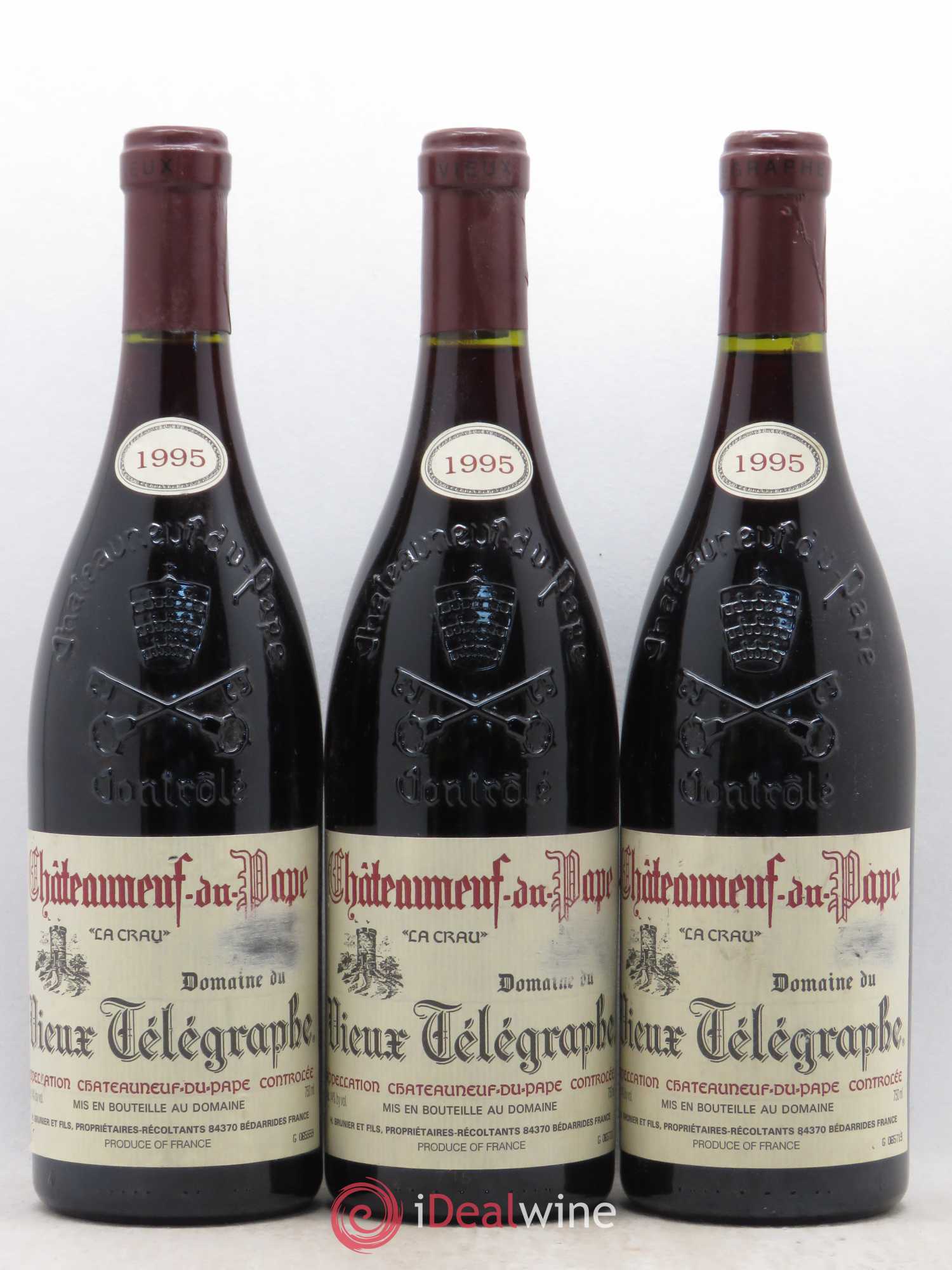 Châteauneuf-du-Pape Vieux Télégraphe (Domaine du) Vignobles Brunier 1995 - Lot de 3 bouteilles - 0