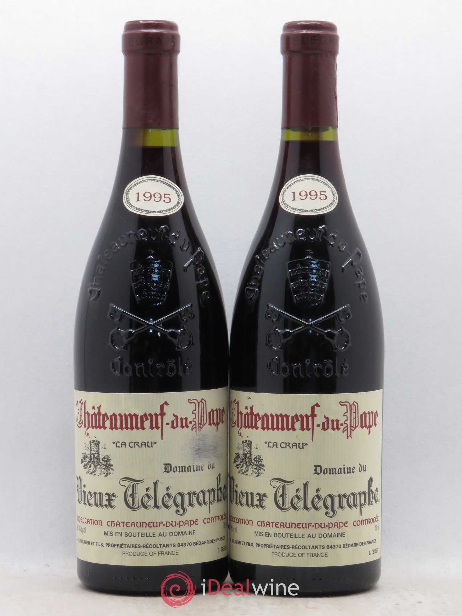 Châteauneuf-du-Pape Vieux Télégraphe (Domaine du) Vignobles Brunier 1995 - Lot de 2 bouteilles - 0