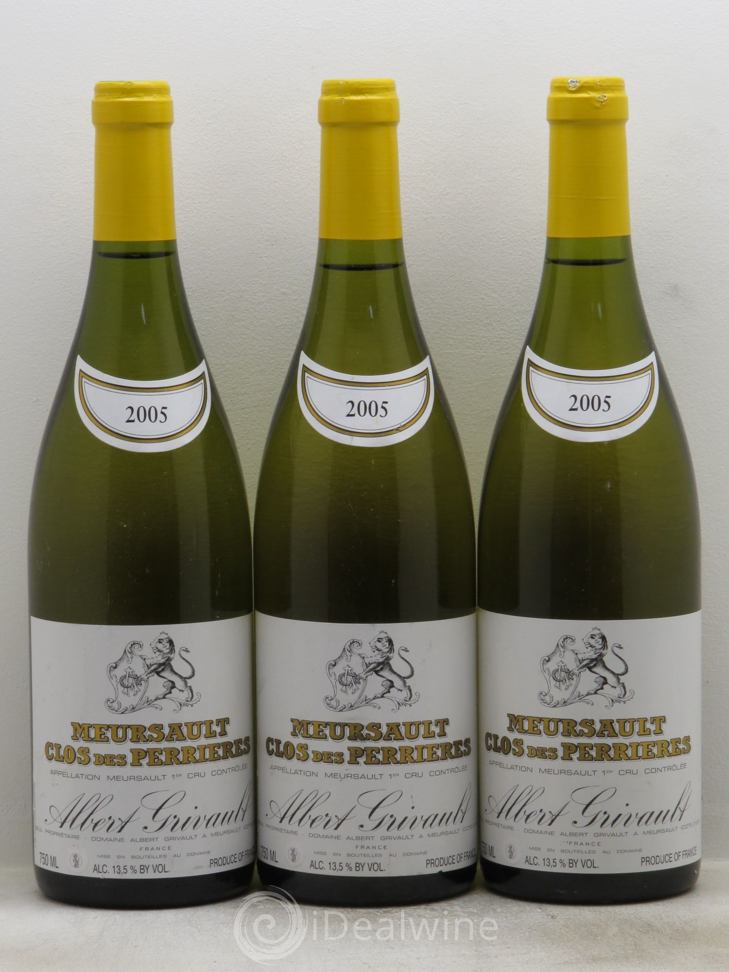 Meursault 1er Cru Clos des Perrières Monopole Albert Grivault 2005 - Lot de 3 bouteilles - 0