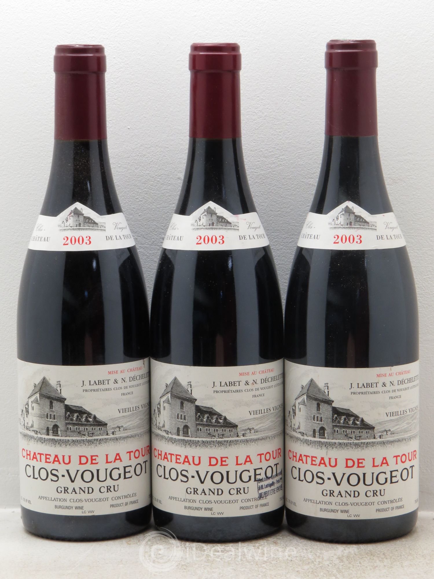 Clos de Vougeot Grand Cru Vieilles Vignes Château de La Tour 2003 - Lot de 3 bouteilles - 0