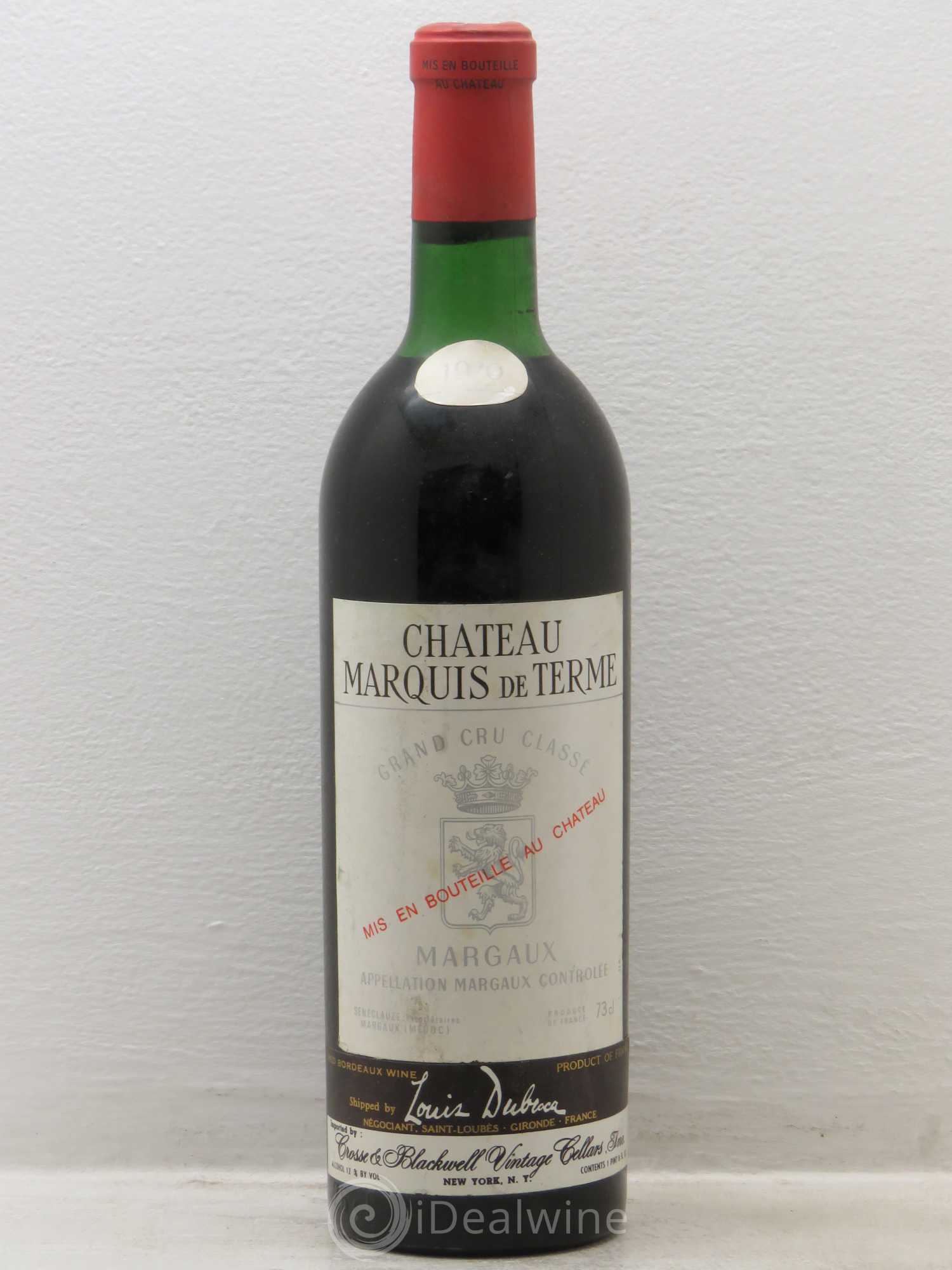 Château Marquis de Terme 4ème Grand Cru Classé Louis Dubroca export USA 1970 - Lot de 1 bouteille - 0