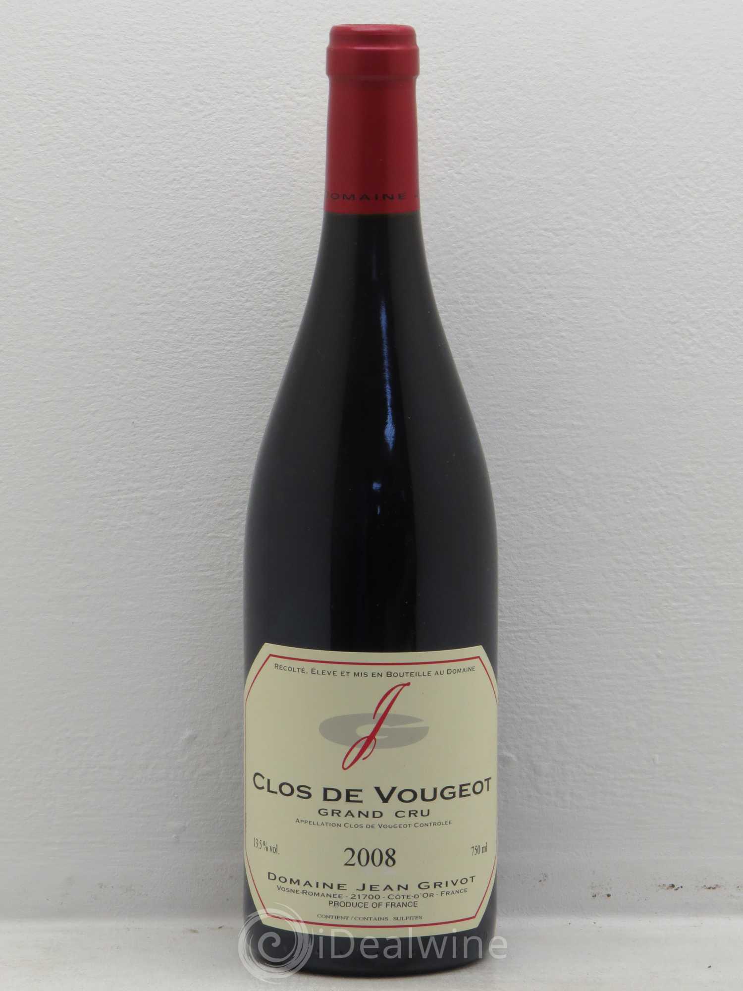 Clos de Vougeot Grand Cru Jean Grivot 2008 - Lot de 1 bouteille - 0