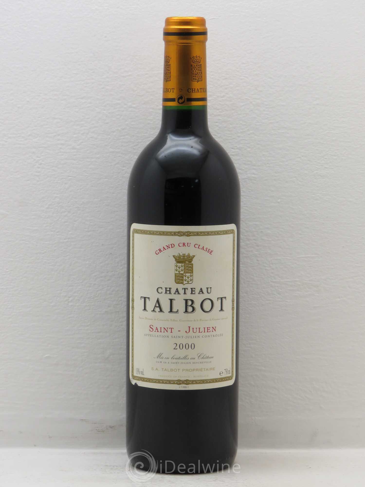 Château Talbot 4ème Grand Cru Classé 2000 - Lot de 1 bouteille - 0