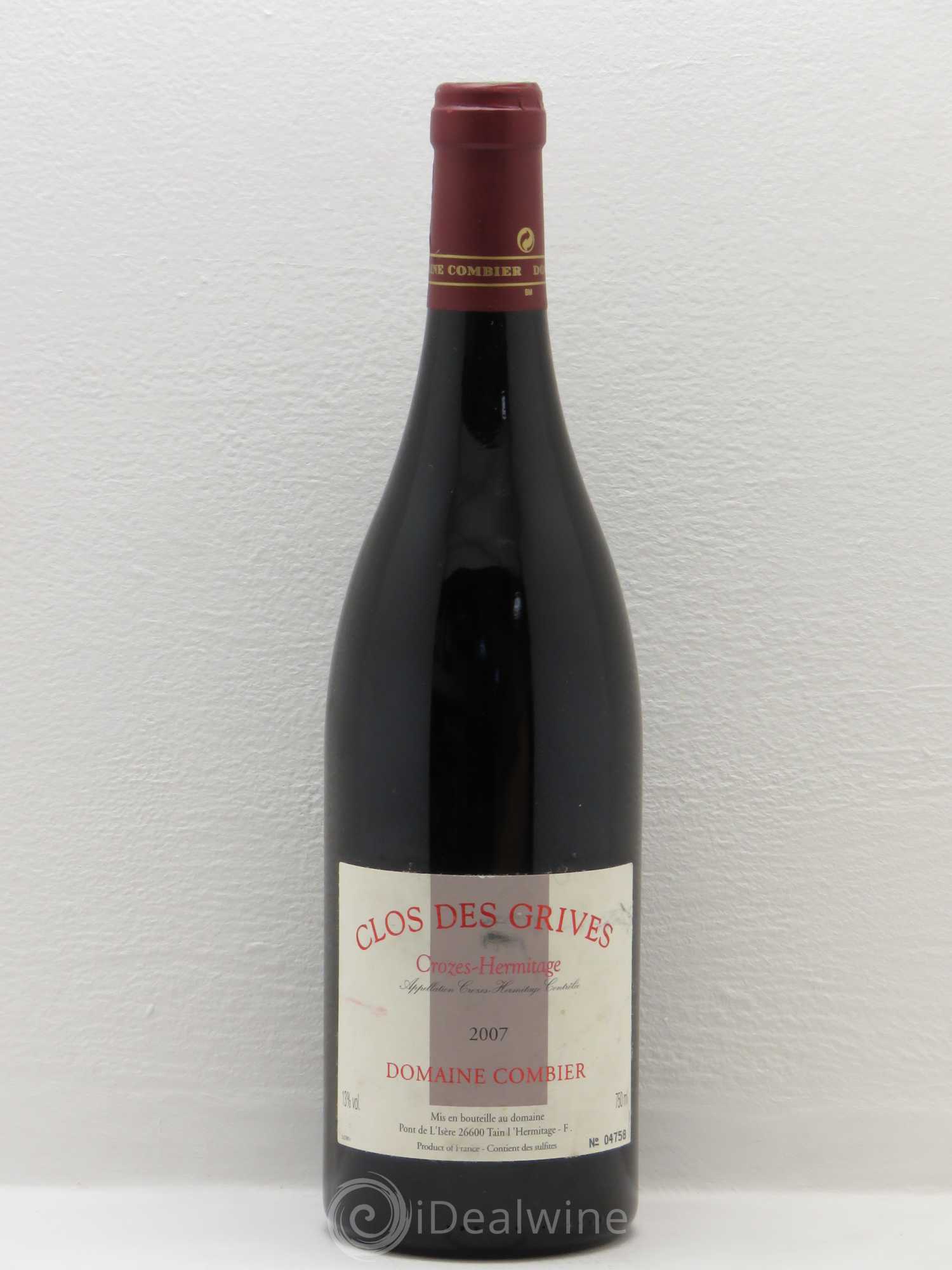 Crozes-Hermitage Clos des Grives Combier 2007 - Lot de 1 bouteille - 0