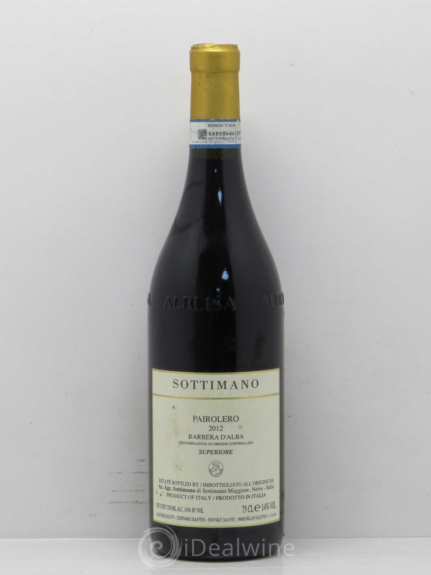 Barbera d'Alba Pairolero Sottimano 2012 - Lot de 1 bouteille - 0