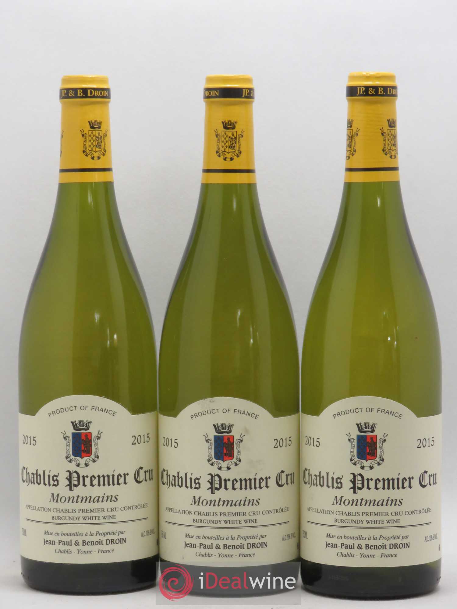 Chablis 1er Cru Montmains Jean-Paul & Benoît Droin (Domaine) 2015 - Lot de 3 bouteilles - 0