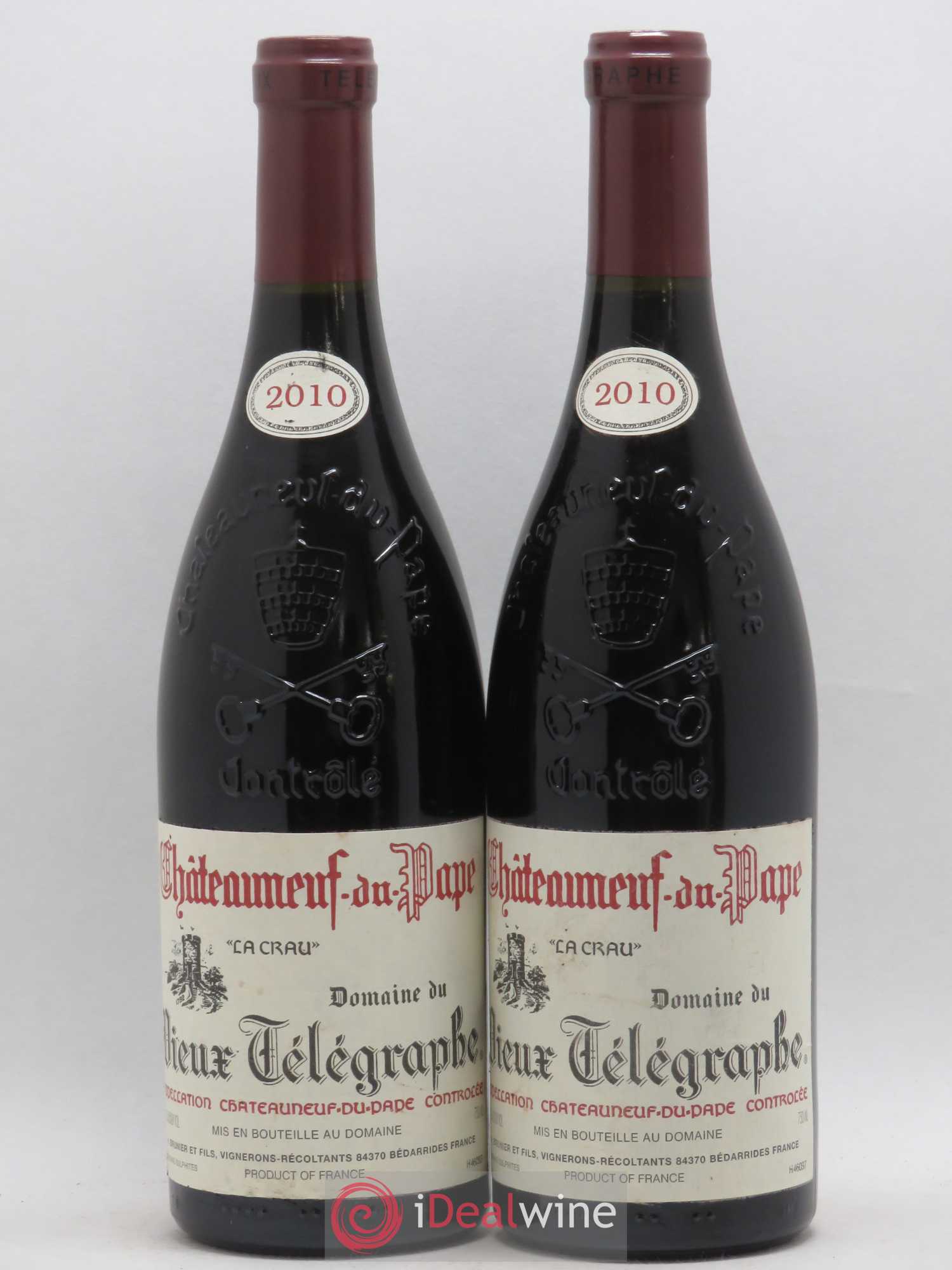 Châteauneuf-du-Pape Vieux Télégraphe (Domaine du) Vignobles Brunier 2010 - Lot de 2 bouteilles - 0