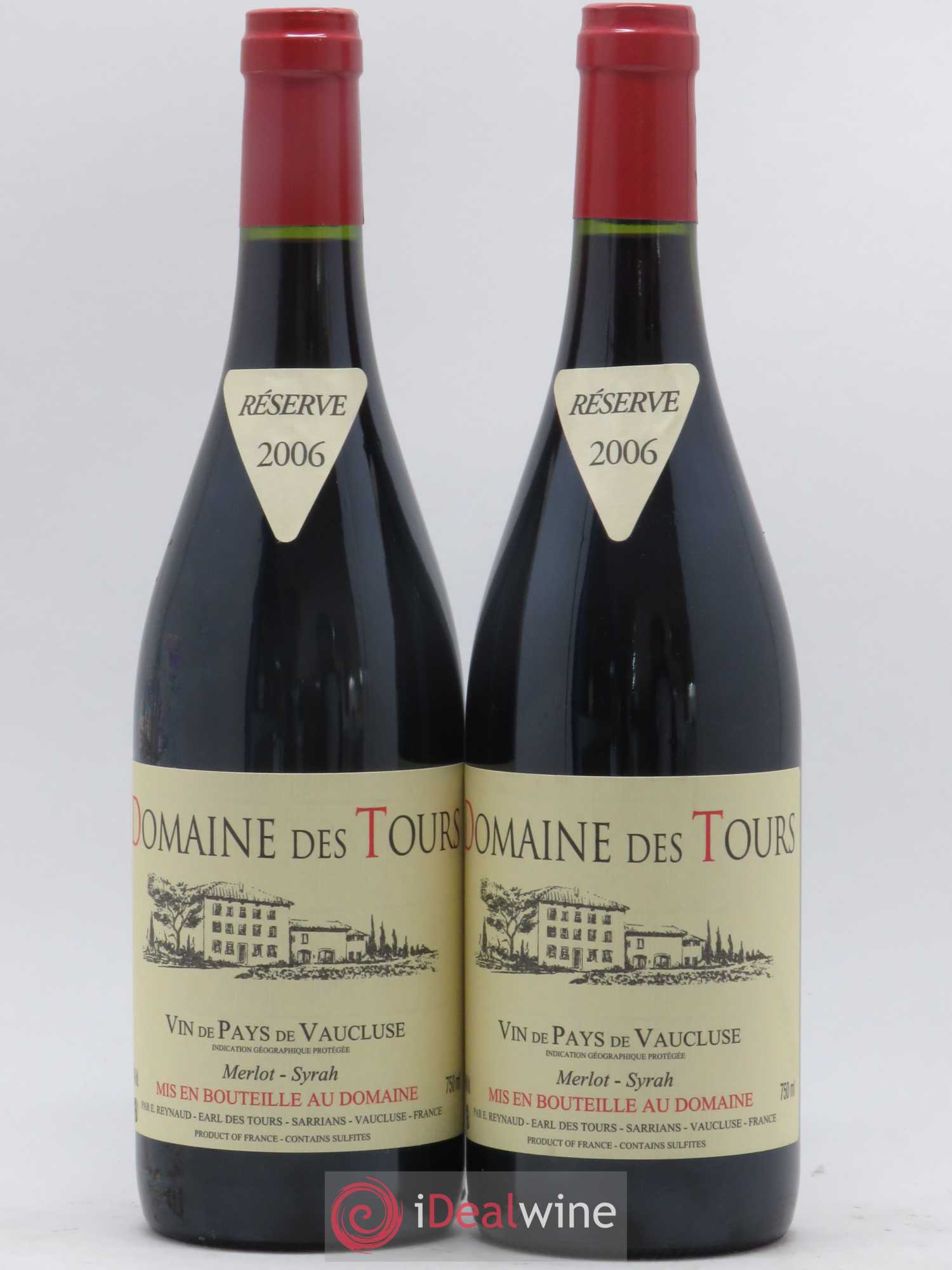 Vaucluse Domaine des Tours Merlot-Syrah Emmanuel Reynaud 2006 - Lot de 2 bouteilles - 0