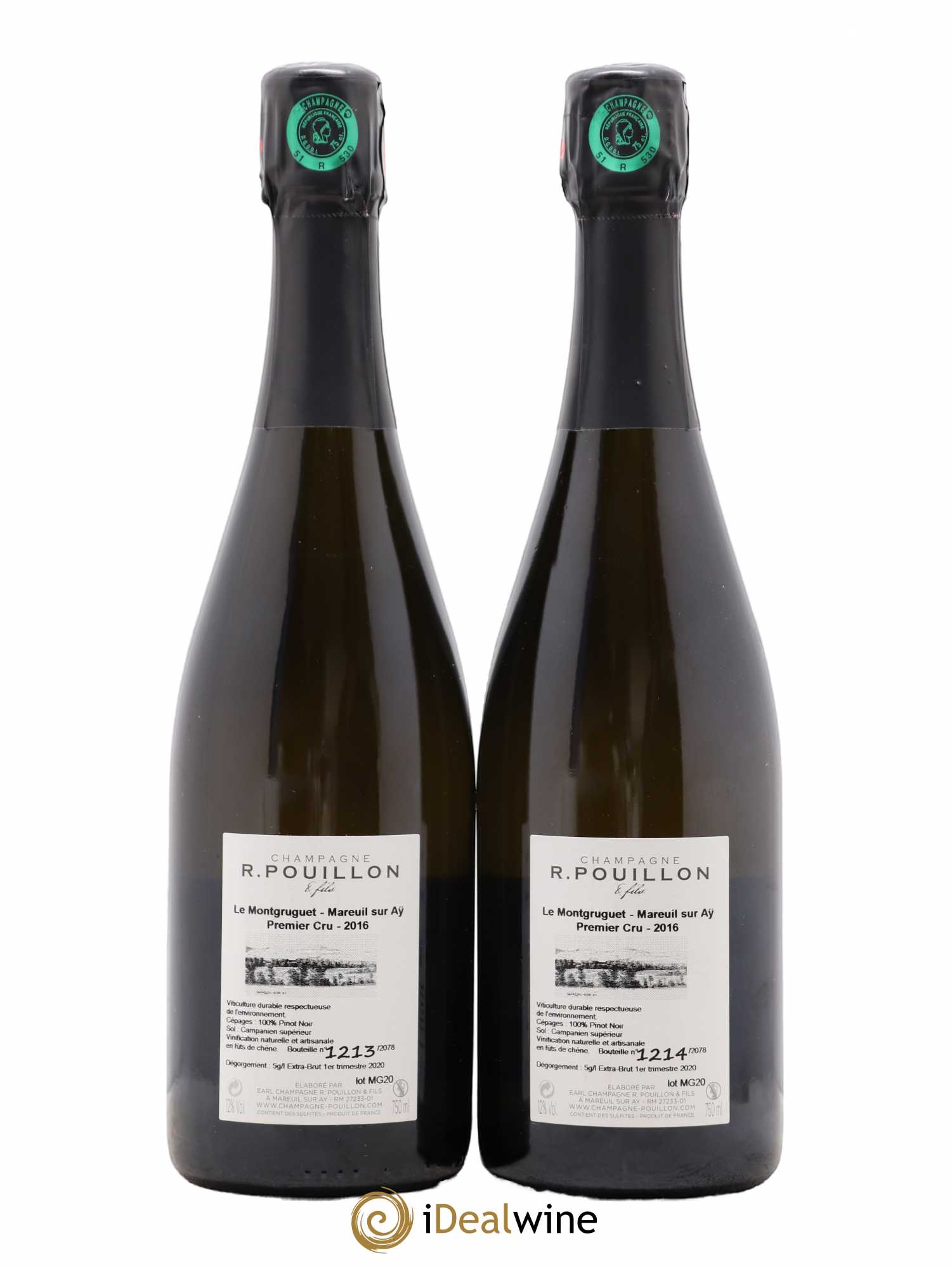 Le Montgruguet 1er Cru Extra-Brut R. Pouillon & fils 2016 - Lot of 2 bottles - 1