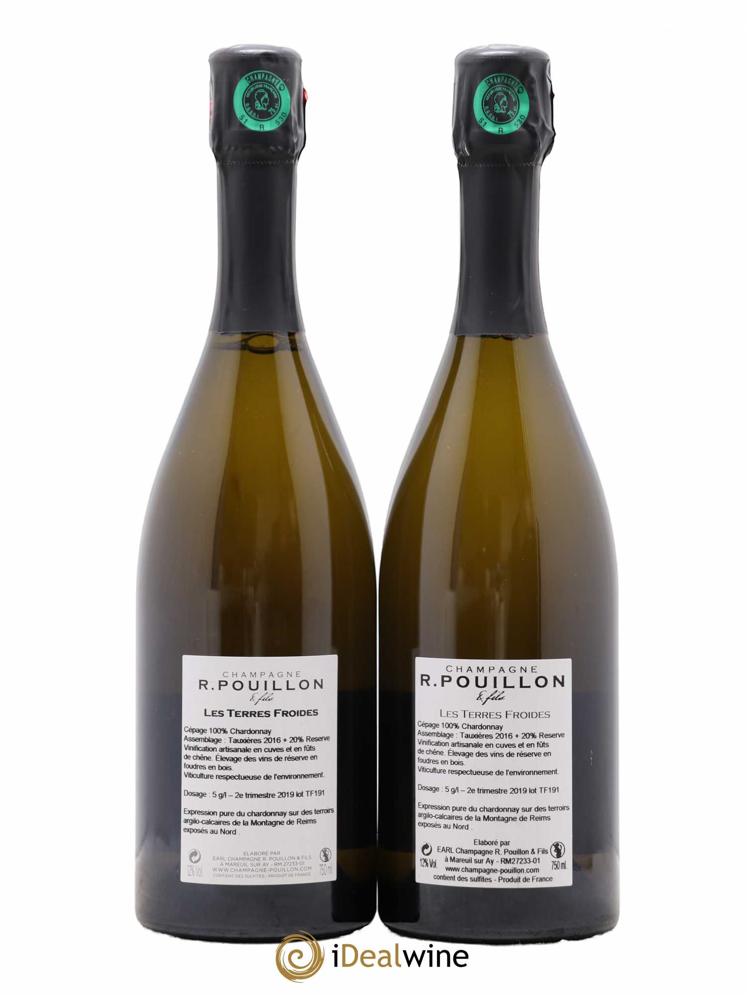 Les Terres Froides 1er Cru Extra-Brut R. Pouillon & fils 2016 - Lot de 2 bouteilles - 1