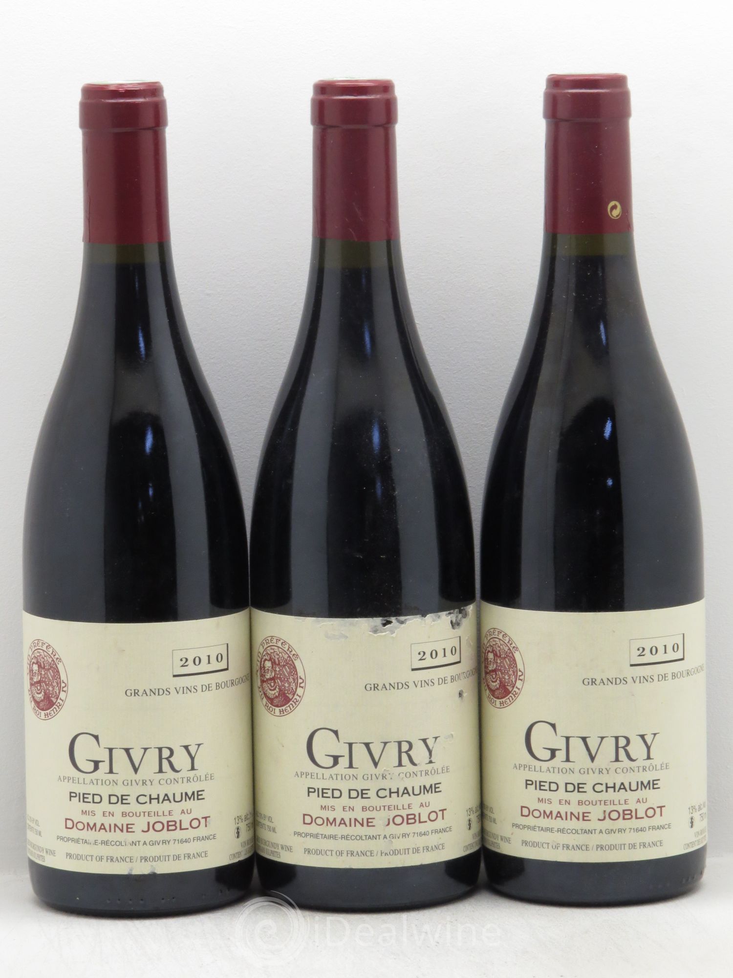 Givry Pied de Chaume Joblot (Domaine) 2010 - Lot de 3 bouteilles - 0