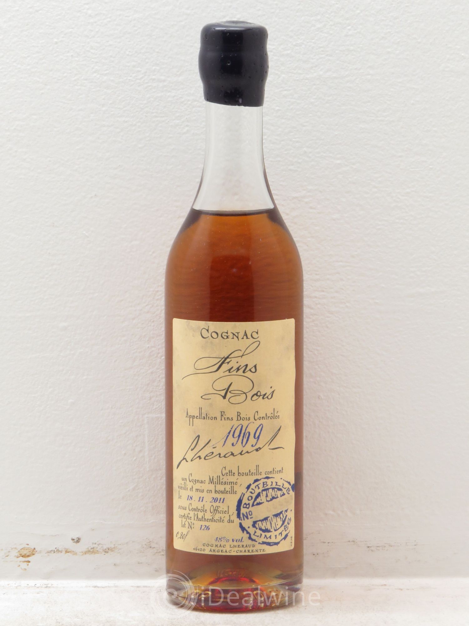 Cognac Lheraud Fins Bois 1969 - Posten von 1 Demi-Flasche - 0