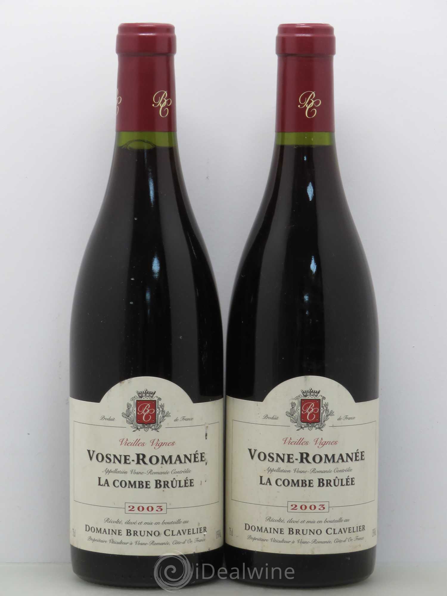 Vosne-Romanée La combe Brûlée Bruno Clavelier 2003 - Posten von 2 Flaschen - 0