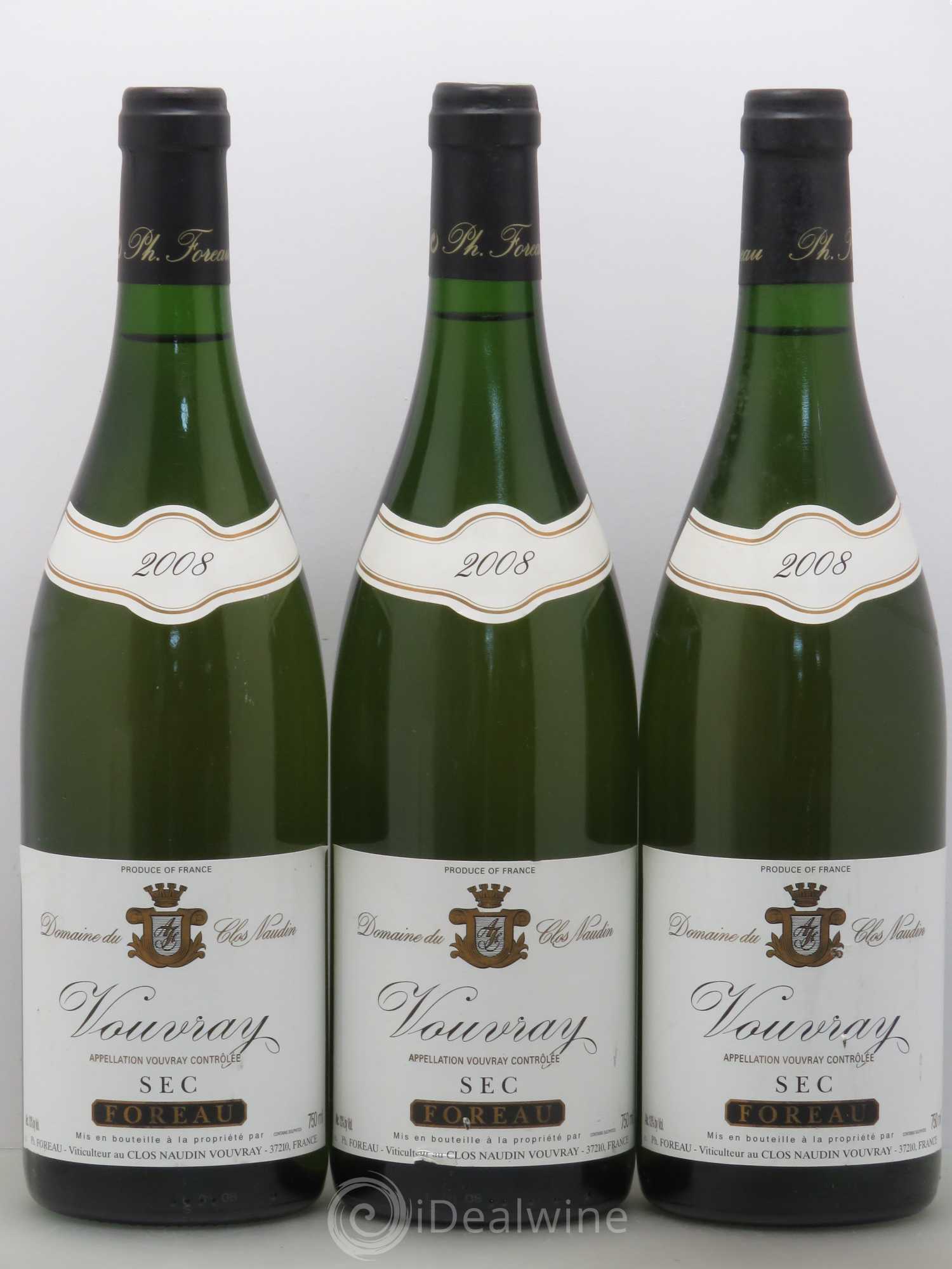 Vouvray Sec Clos Naudin - Philippe Foreau 2008 - Lot de 3 bouteilles - 0