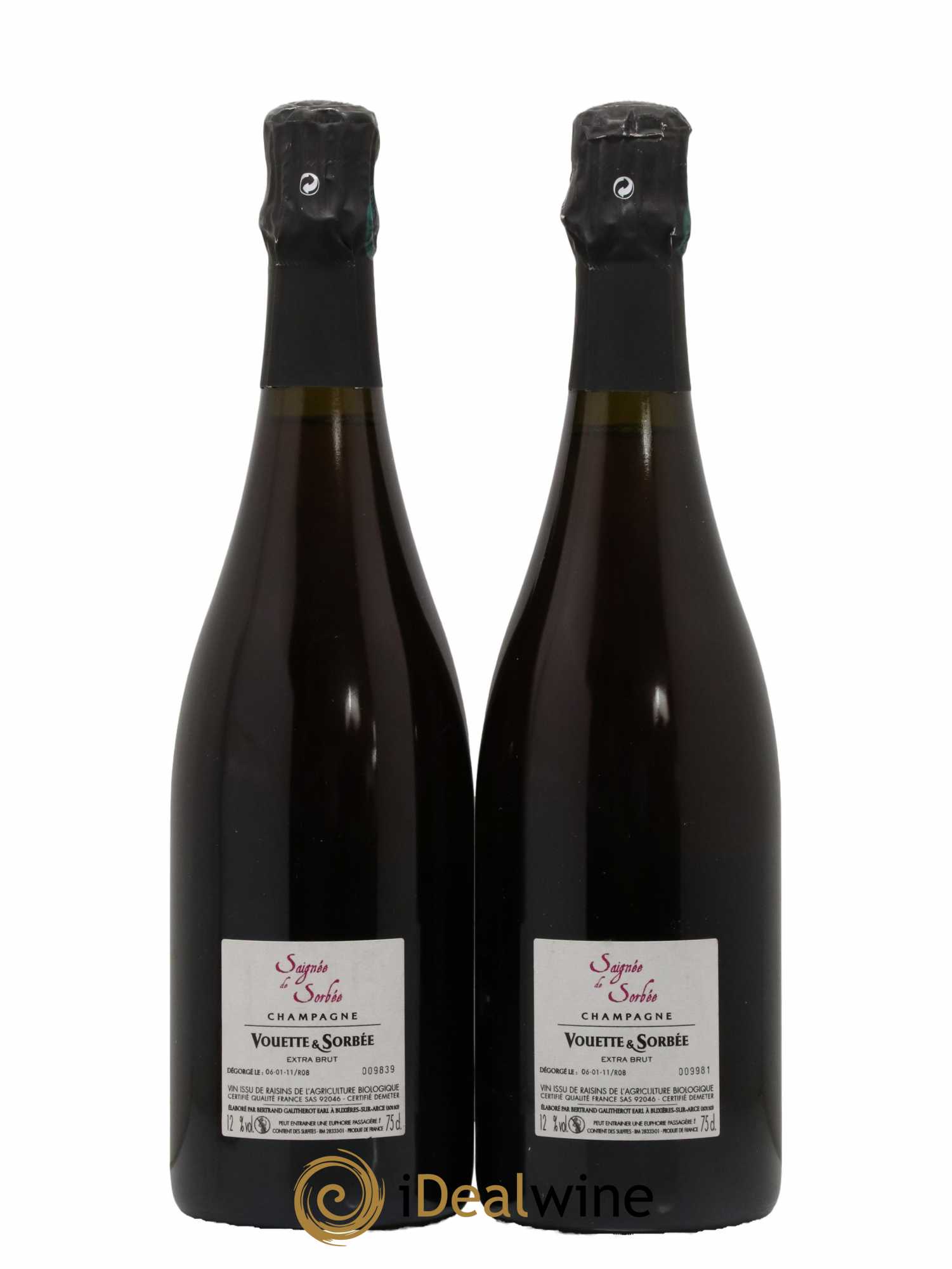 Saignée de Sorbée Extra-Brut Vouette et Sorbée 2008 - Lot de 2 bouteilles - 1