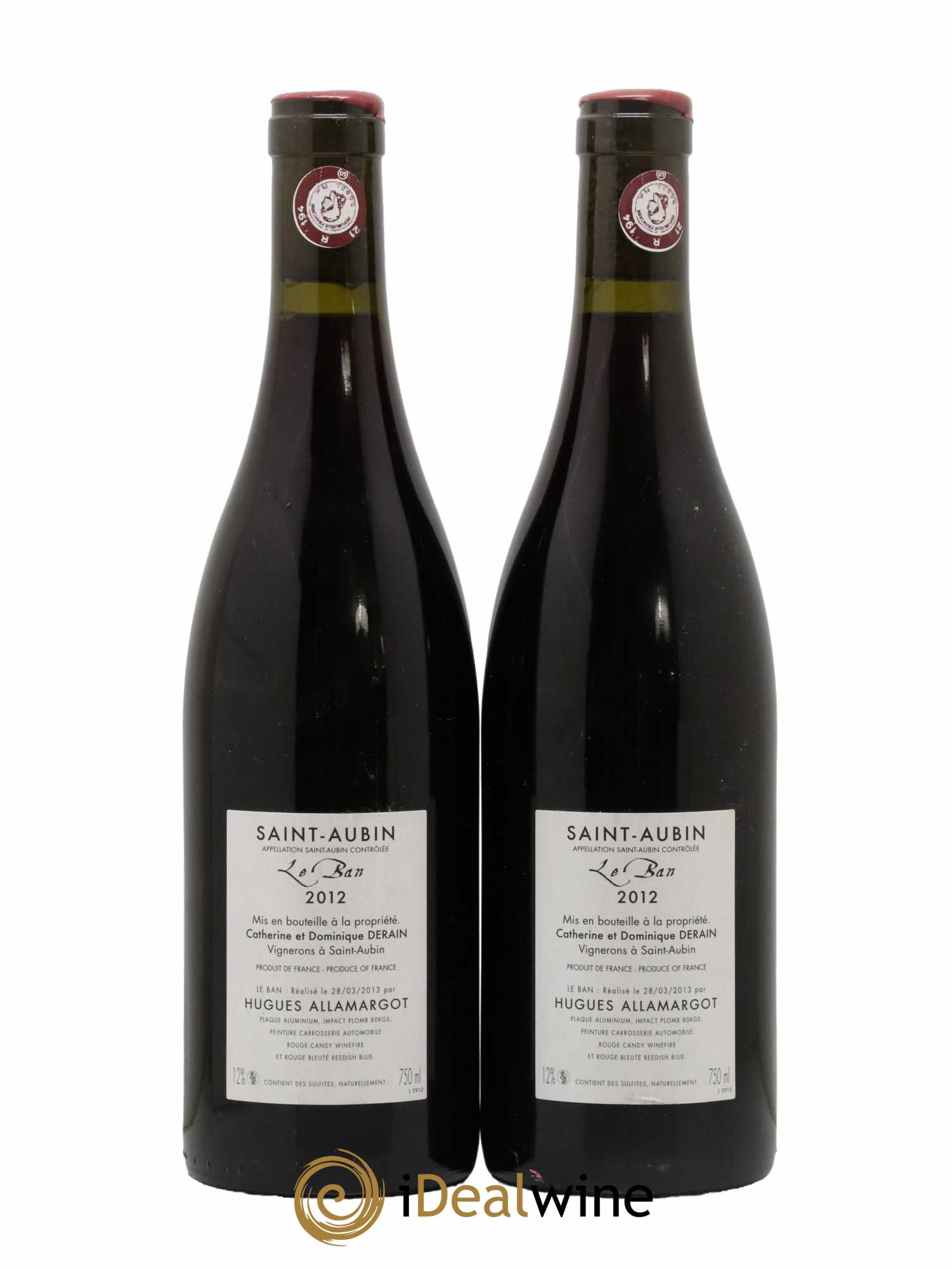 Saint-Aubin Le Ban Catherine et Dominique Derain 2012 - Lot de 2 bouteilles - 1