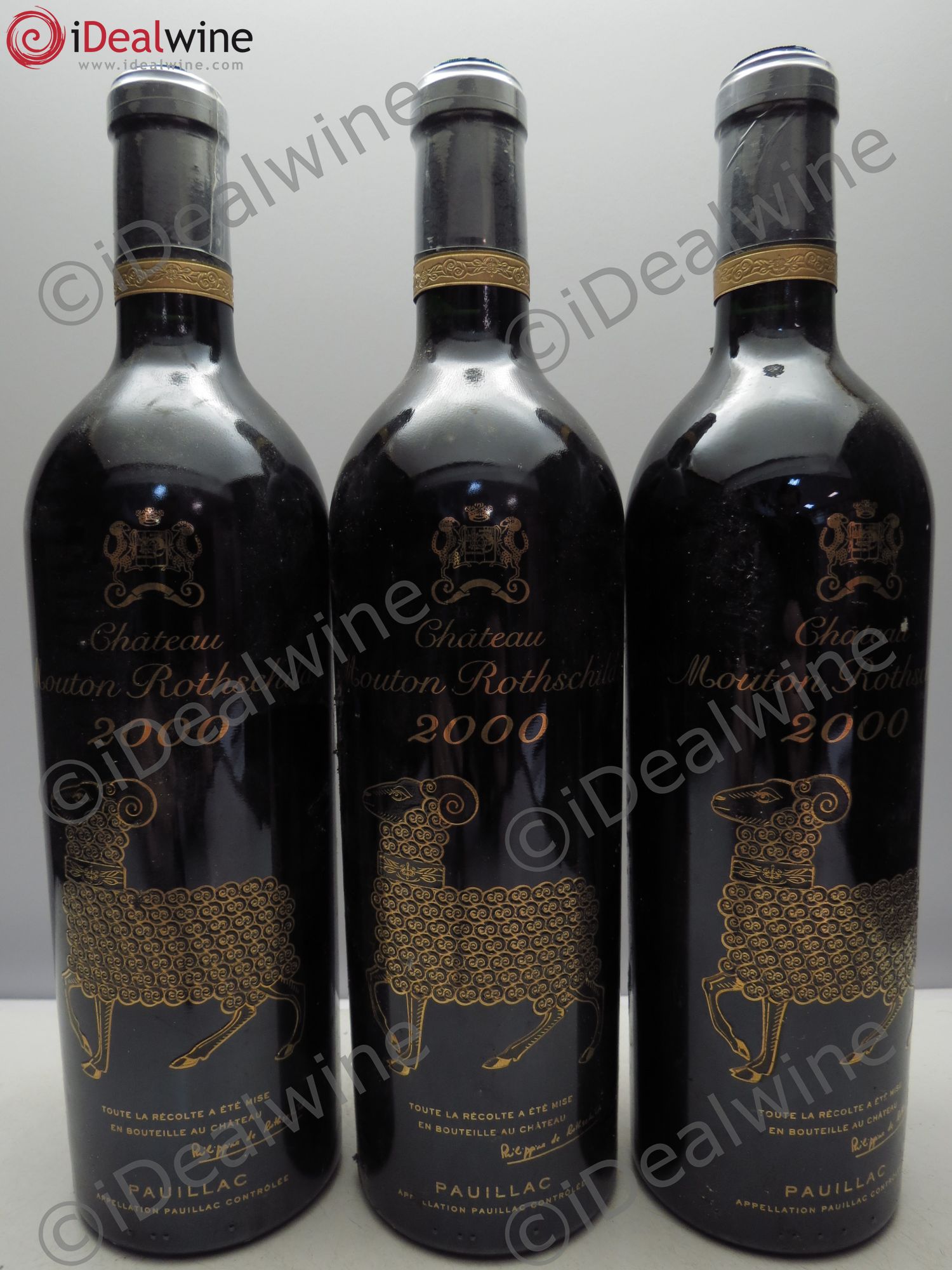 Château Mouton Rothschild 1er Grand Cru Classé 2000 - Lot de 3 bouteilles - 0