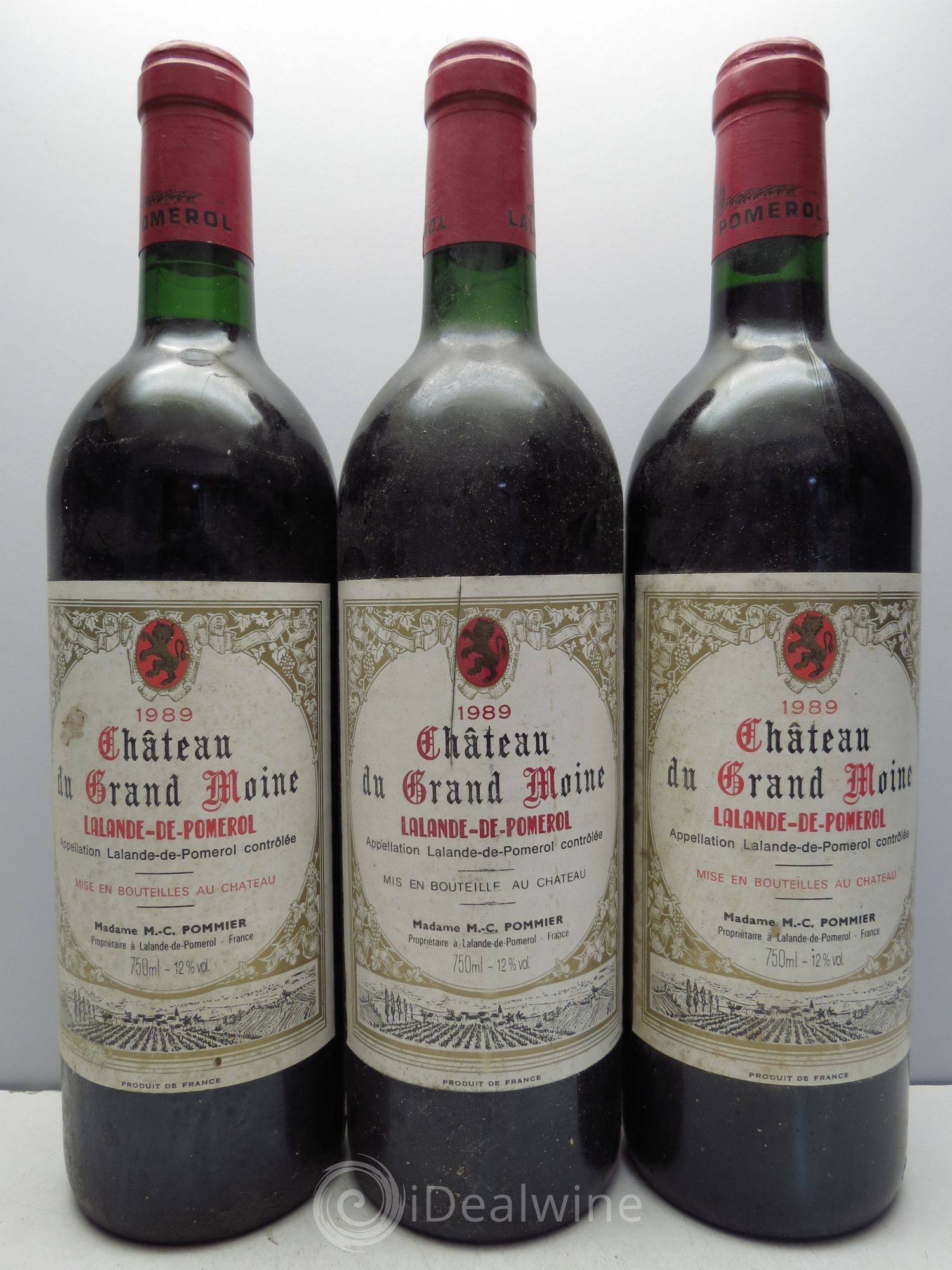 Bordeaux Château Grand Moine - Lalande de Pomerol 1989 - Posten von 3 Flaschen - 0