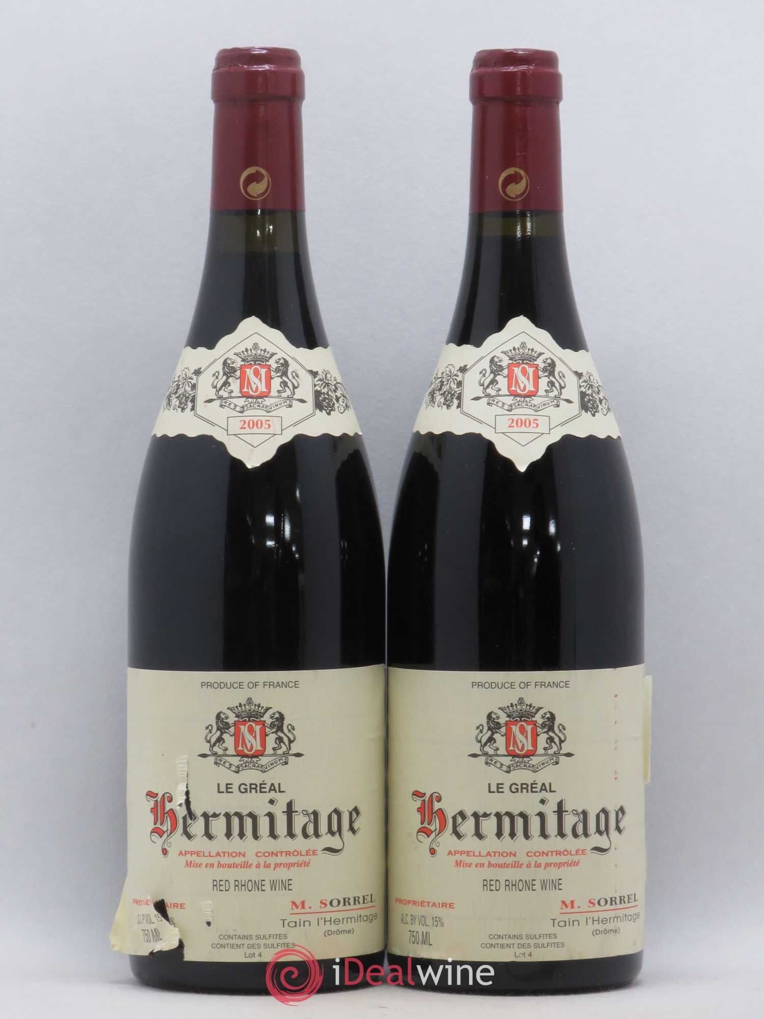 Hermitage Le Gréal Marc Sorrel 2005 - Lot de 2 bouteilles - 0