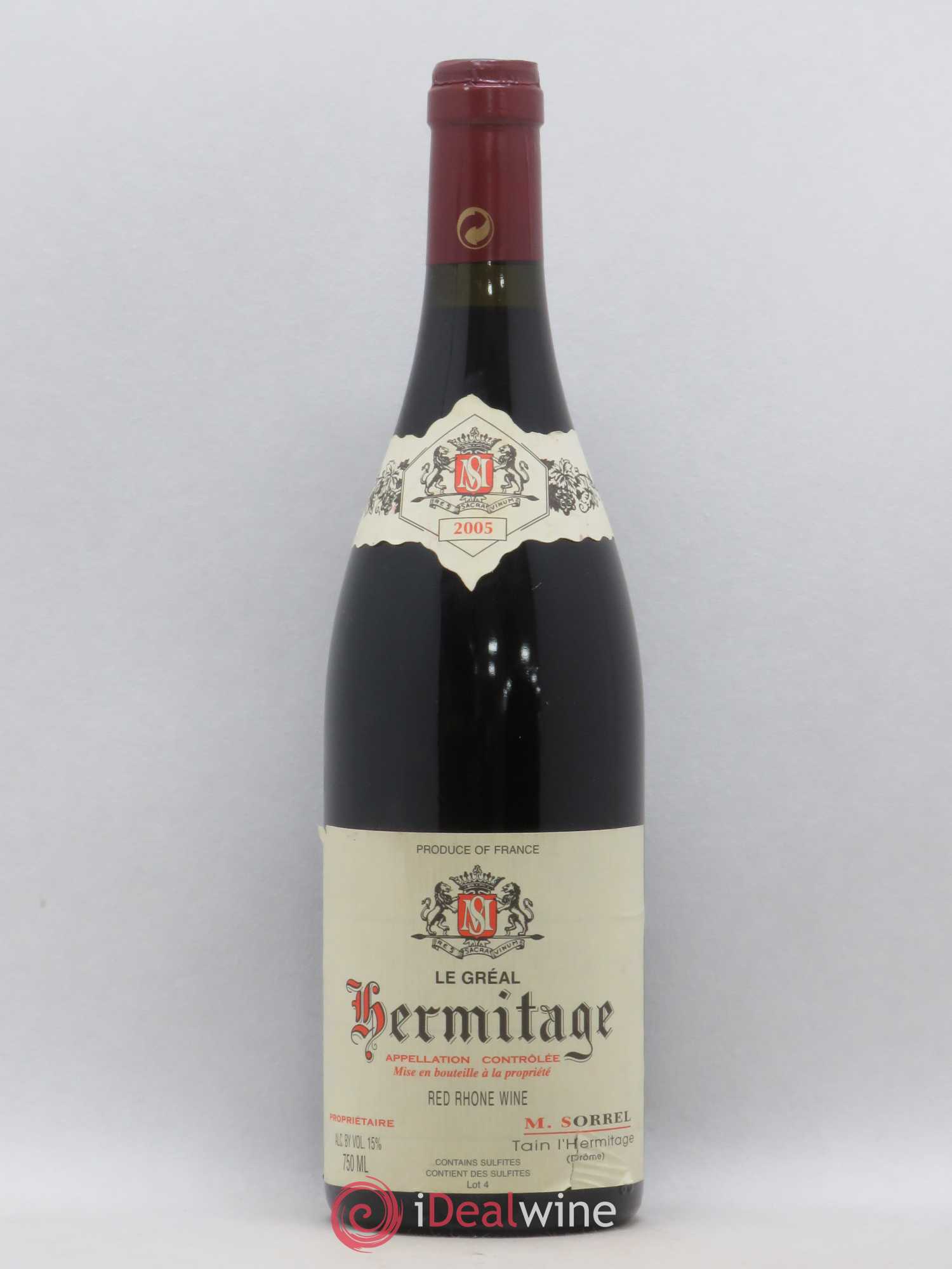Hermitage Le Gréal Marc Sorrel 2005 - Lot de 1 bouteille - 0
