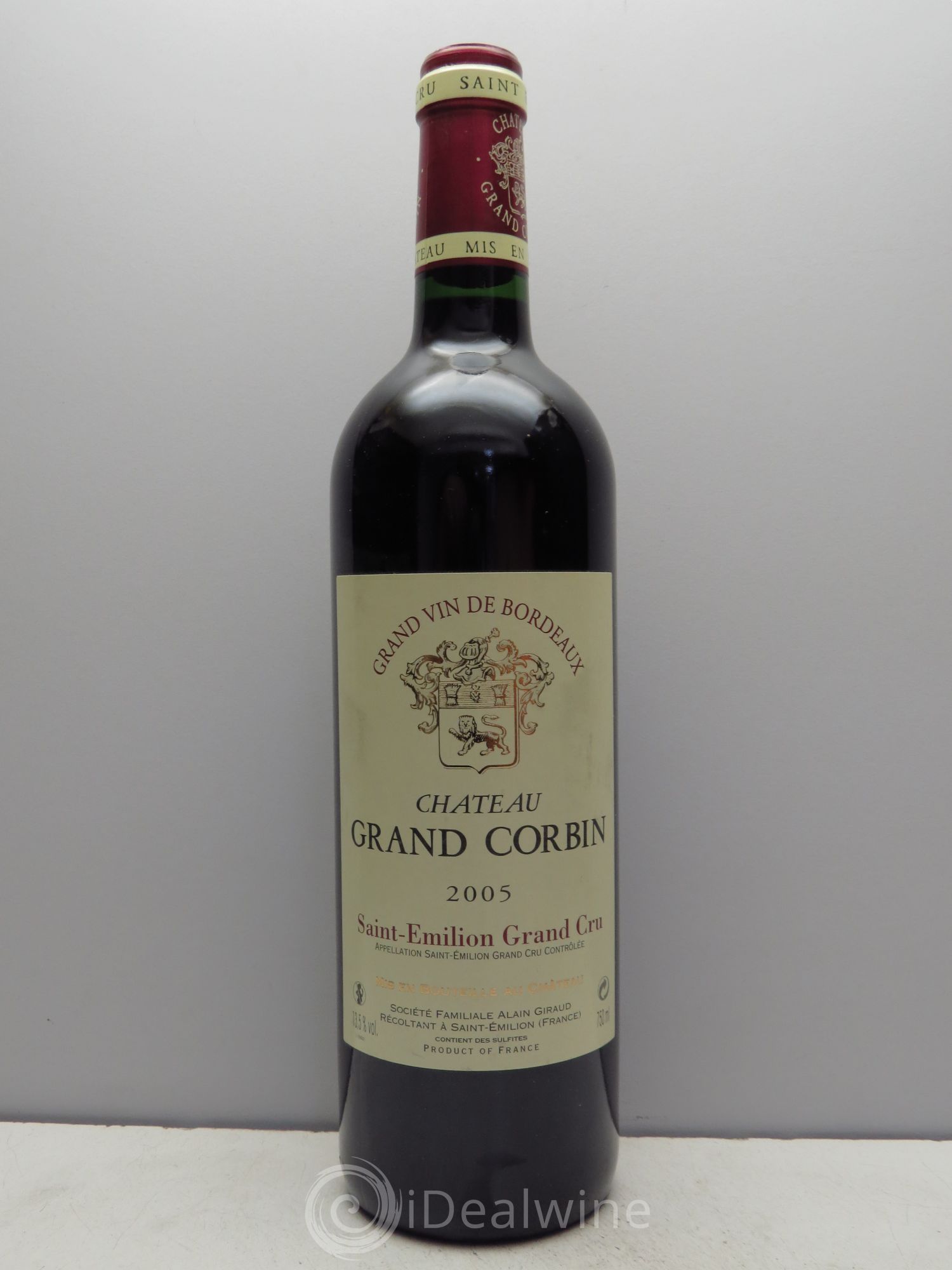 Château Grand Corbin Grand Cru Classé 2005 - Lot de 1 bouteille - 0