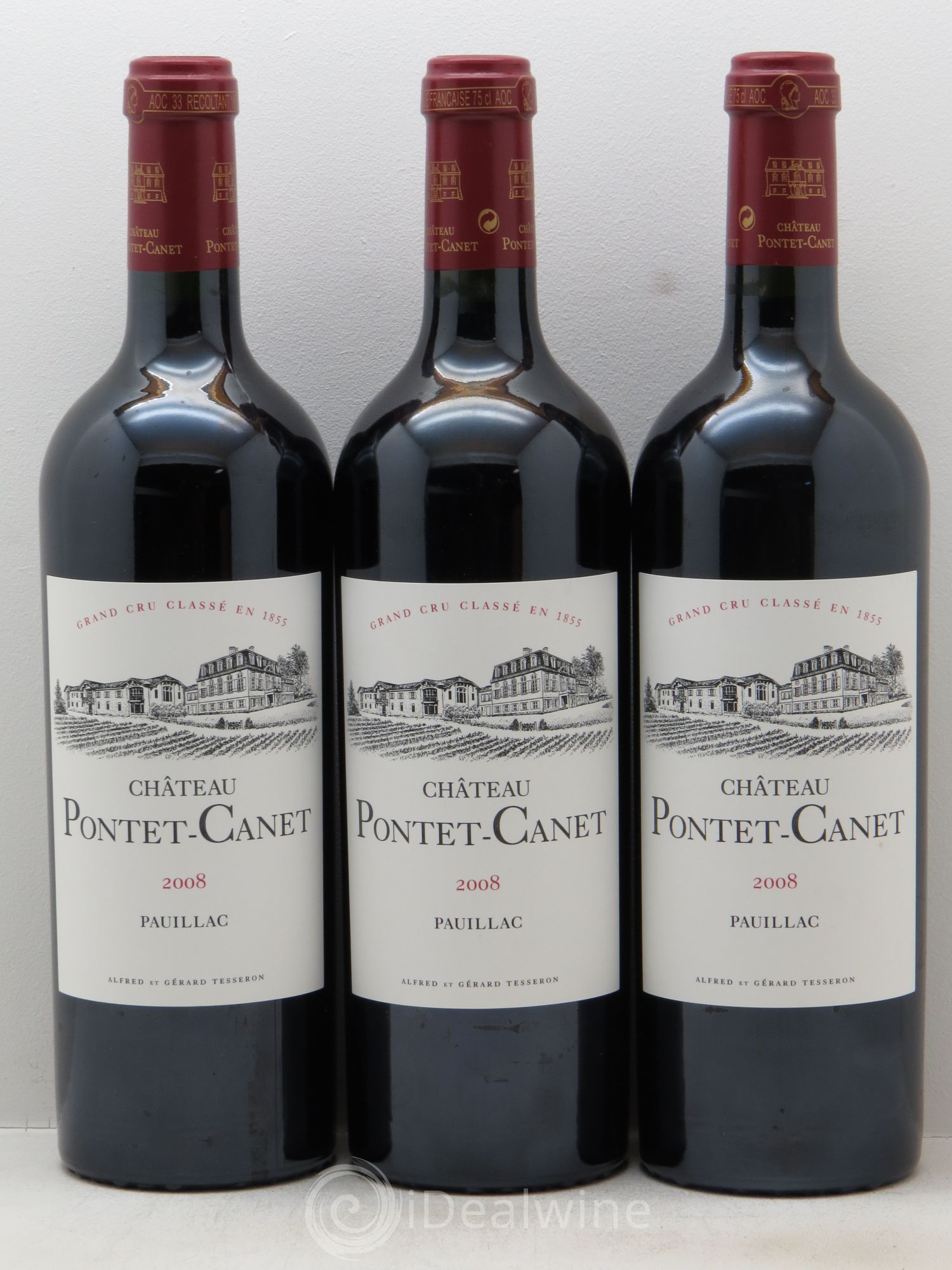 Château Pontet Canet 5ème Grand Cru Classé 2008 - Lot de 3 bouteilles - 0