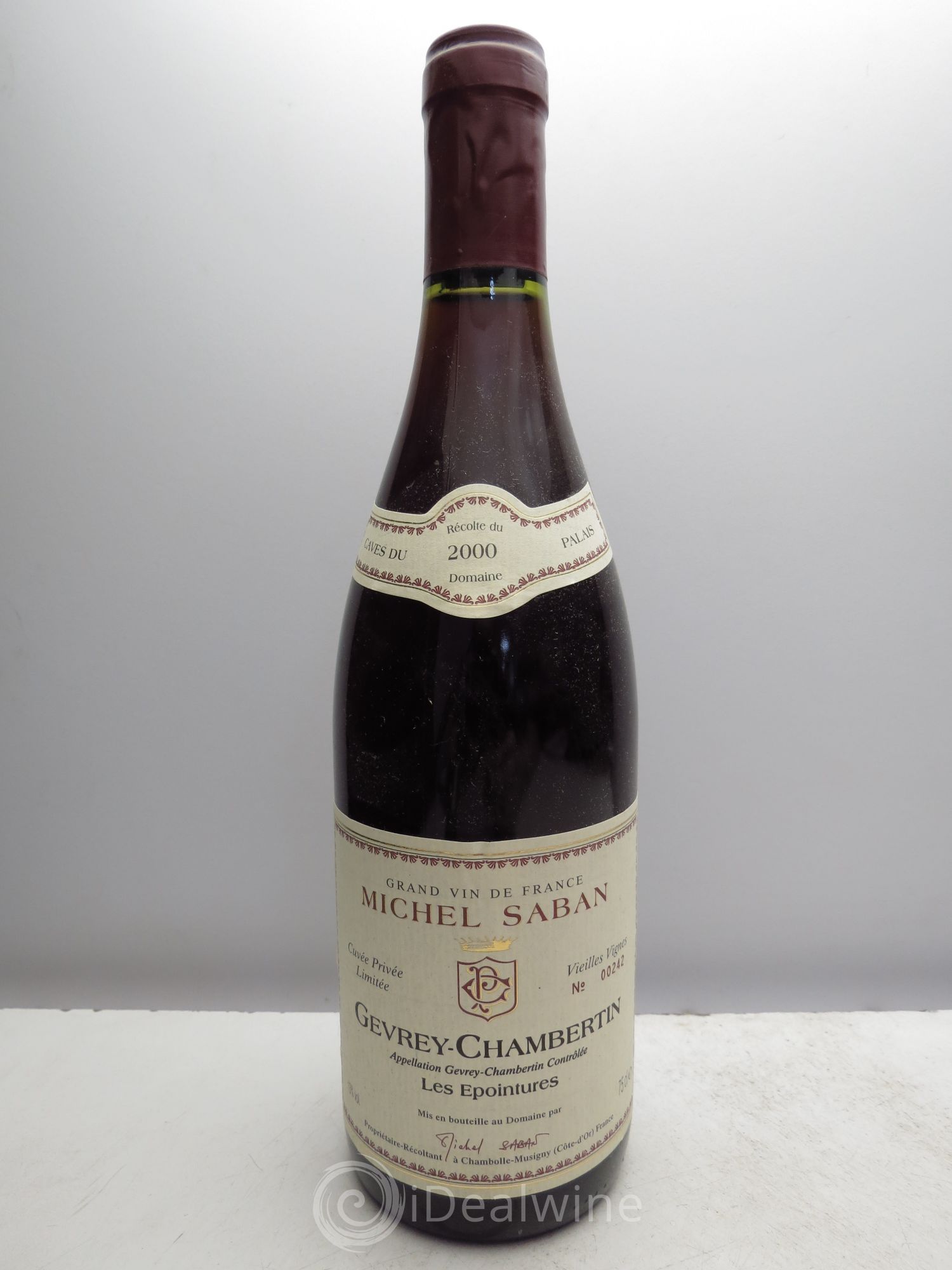 Gevrey-Chambertin Les Epointures Vieilles Vignes Michel Saban Les Caves du Palais (sans prix de reserve - no reserve) 2000 - Posten von 1 Flasche - 0