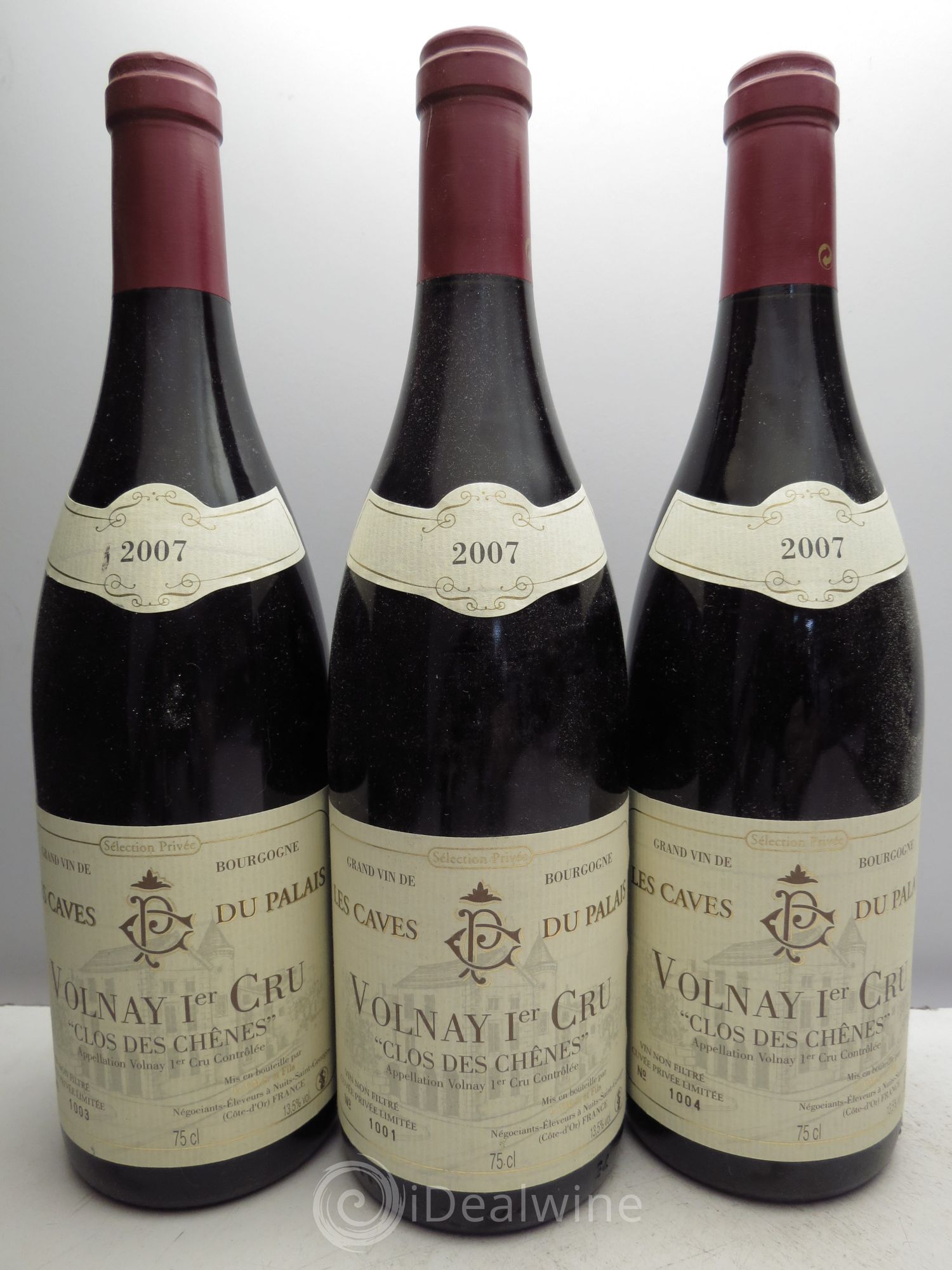 Volnay 1er Cru Les Caves du Palais (sans prix de reserve - no reserve) 2007 - Posten von 3 Flaschen - 0