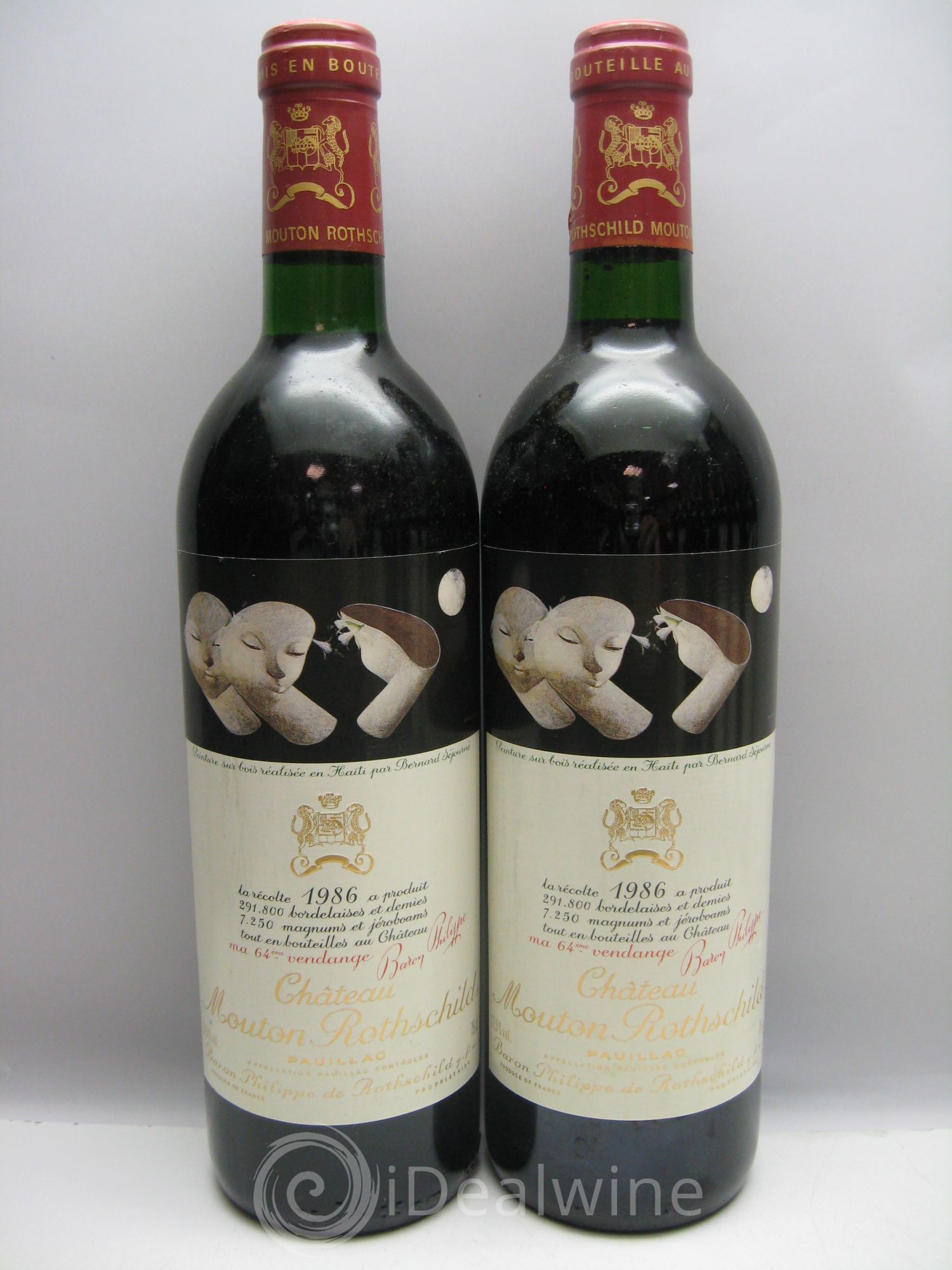 Château Mouton Rothschild 1er Grand Cru Classé (caisse bois abimée) 1986 - Lot de 12 bouteilles - 0