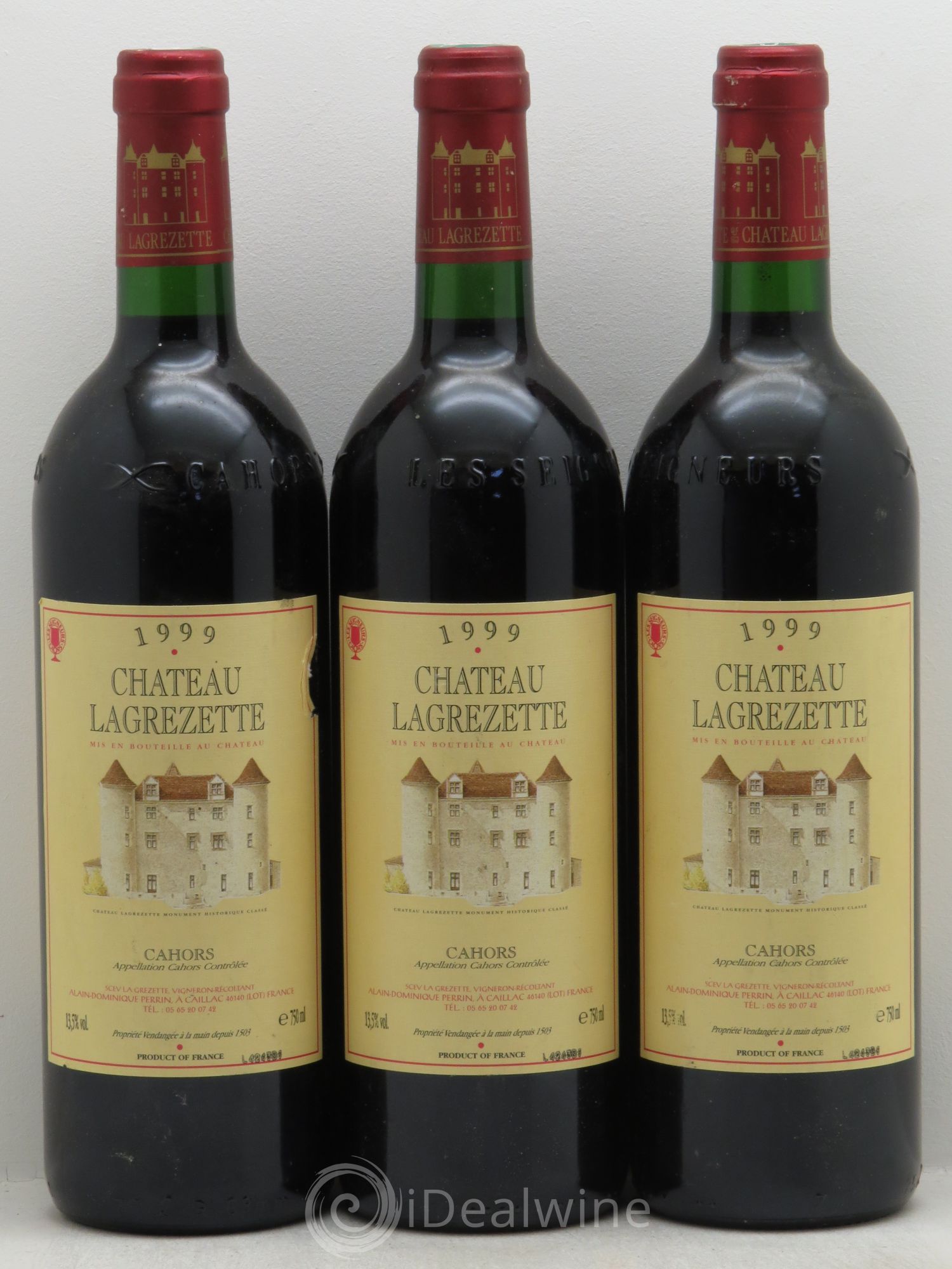 Cahors Château Lagrezette Alain Dominique Perrin (sans prix de réserve-no reserve) 1999 - Lotto di 3 bottiglie - 0