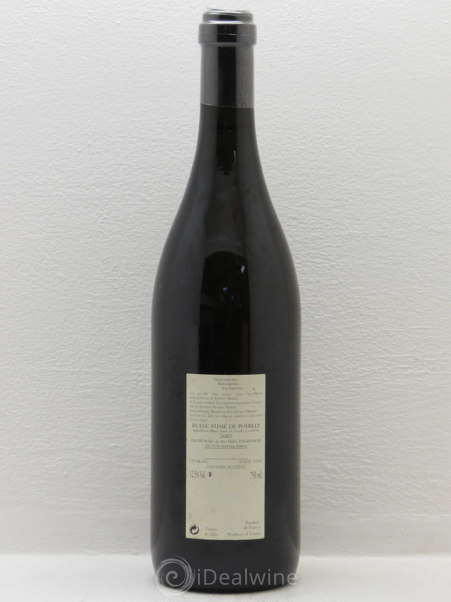 Vin de France (anciennement Pouilly-Fumé) Buisson Renard Dagueneau (Domaine Didier - Louis-Benjamin) 2007 - Lot de 1 bouteille - 1