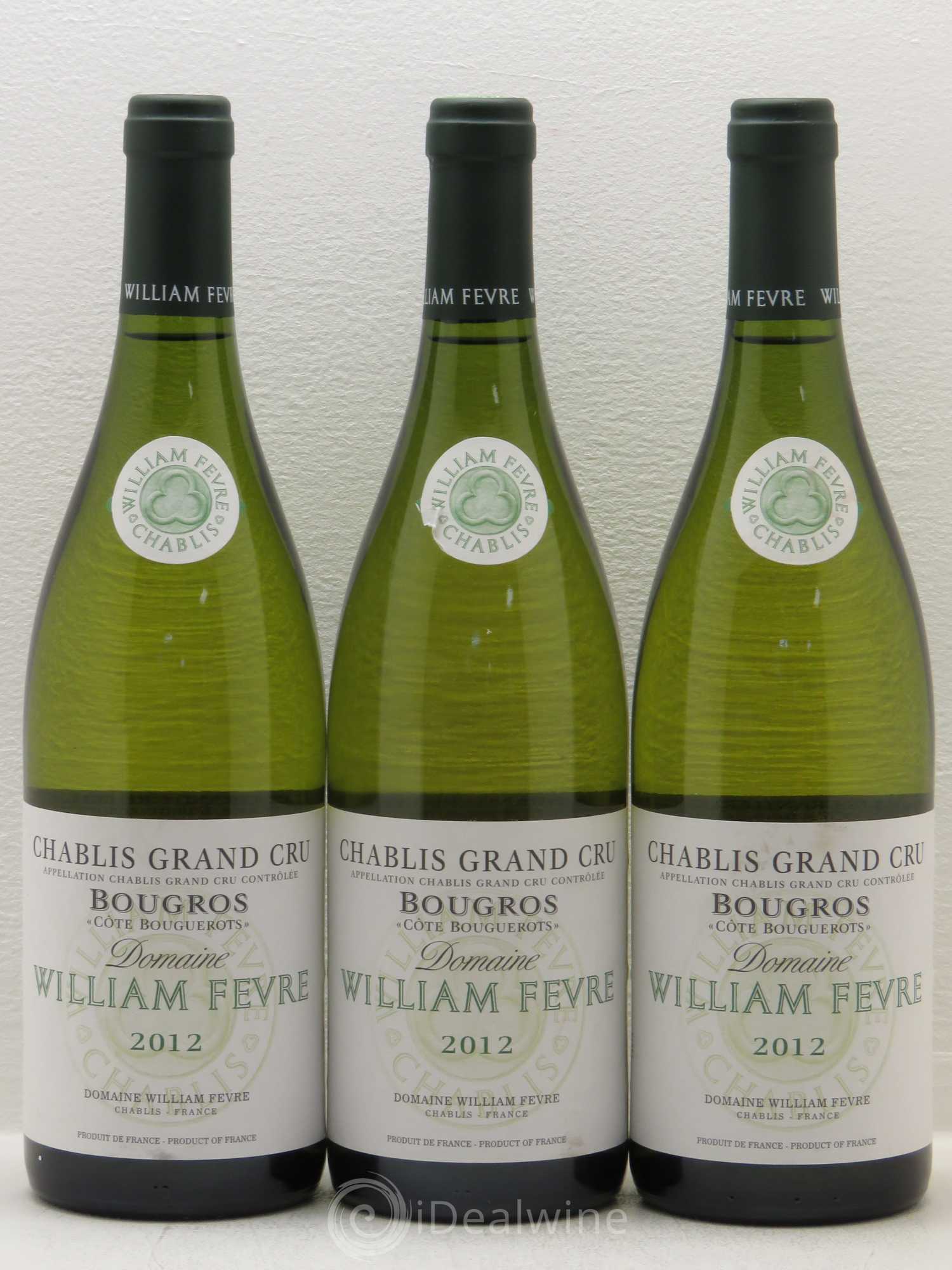 Chablis Grand Cru Bougros Côte Bouguerots William Fèvre 2012 - Lot de 3 bouteilles - 0