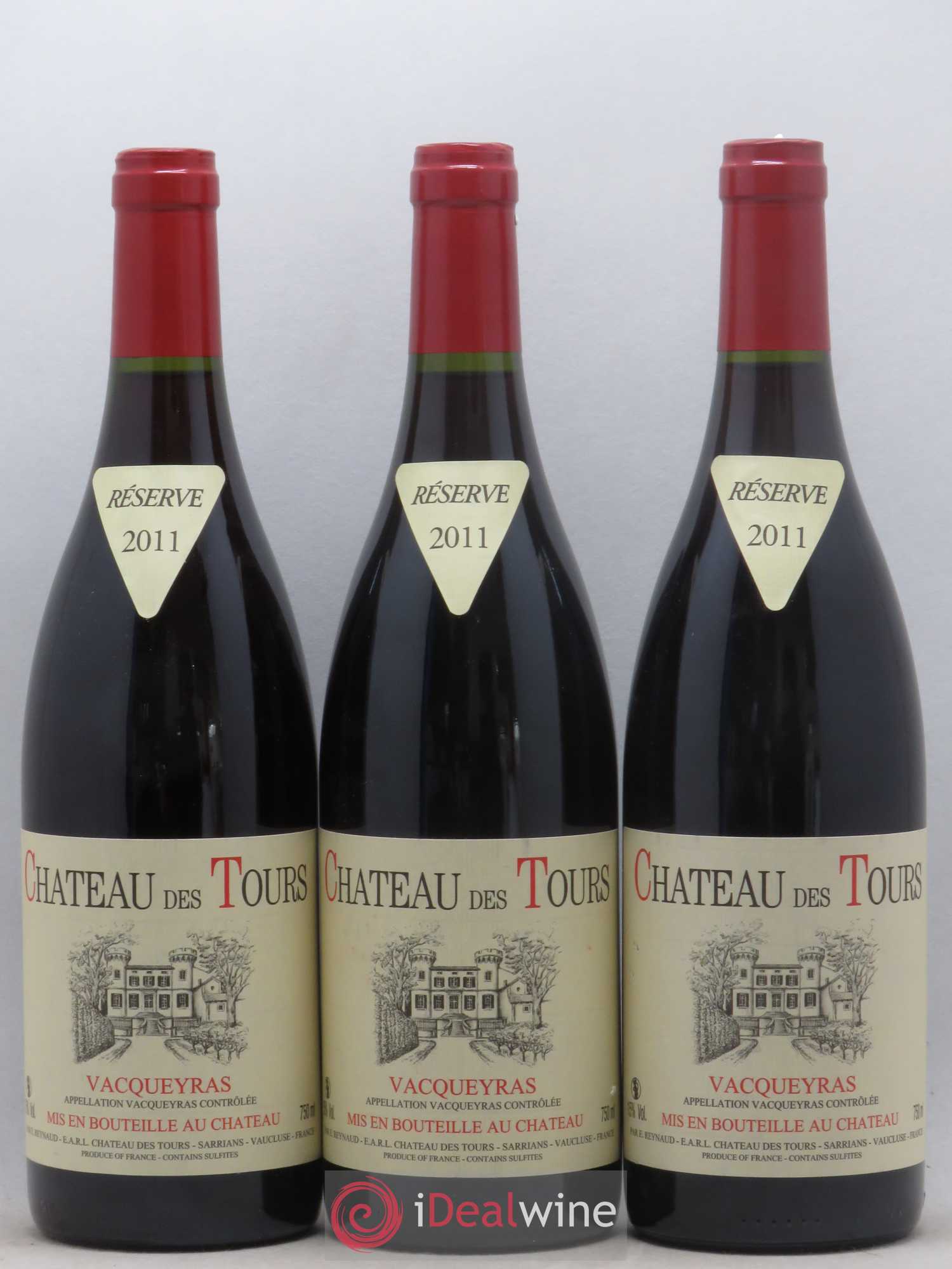 Vacqueyras Château des Tours Emmanuel Reynaud 2011 - Lot de 3 bouteilles - 0