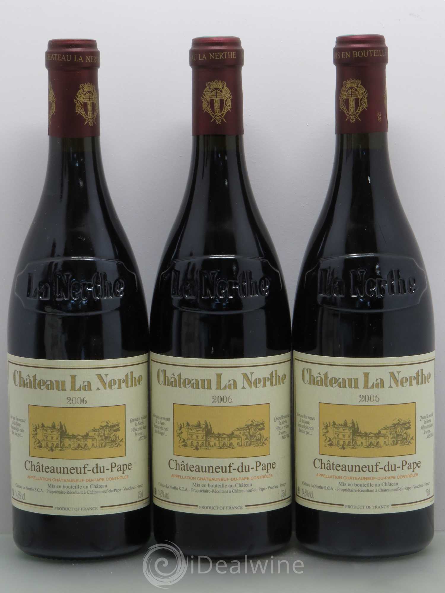 Châteauneuf-du-Pape Château la Nerthe Famille Richard (sans prix de réserve) 2006 - Lot de 3 bouteilles - 0
