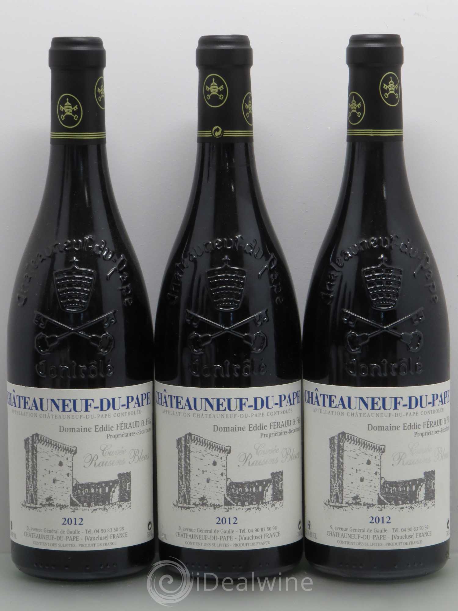 Châteauneuf-du-Pape Eddie Feraud Cuvée Raisins Bleus 2012 - Lot de 3 bouteilles - 0