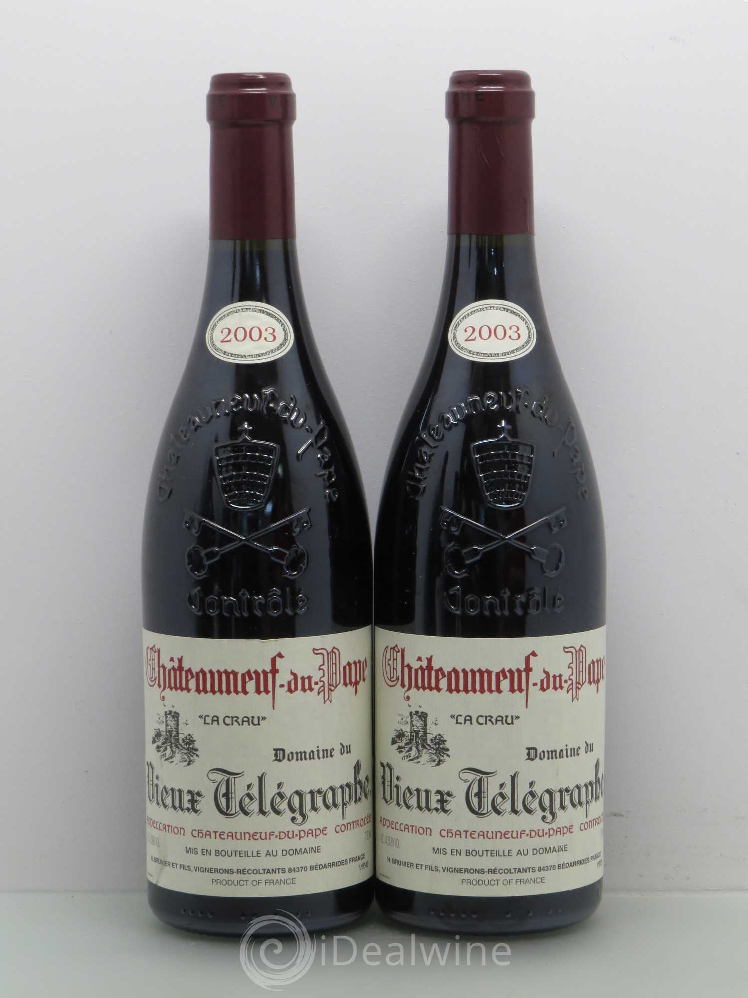 Châteauneuf-du-Pape Vieux Télégraphe (Domaine du) Vignobles Brunier 2003 - Lot de 5 bouteilles - 2