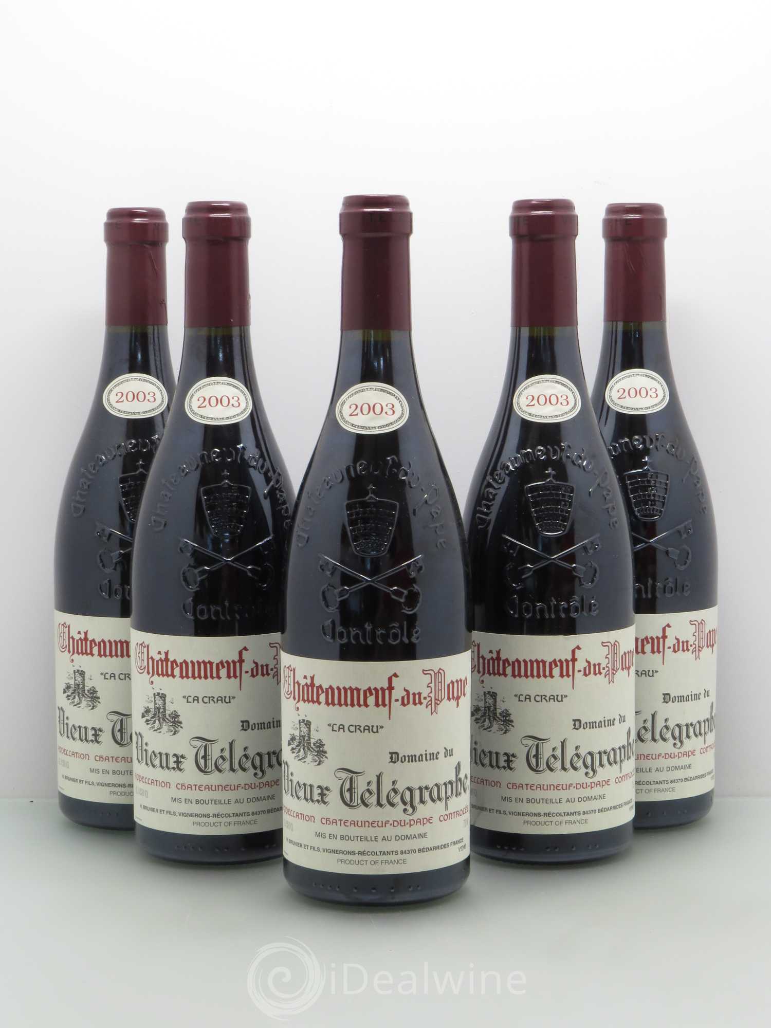 Châteauneuf-du-Pape Vieux Télégraphe (Domaine du) Vignobles Brunier 2003 - Lot de 5 bouteilles - 0