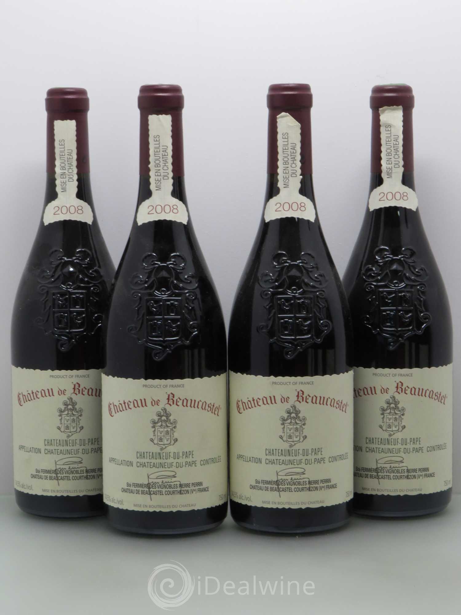 Châteauneuf-du-Pape Château de Beaucastel Famille Perrin 2008 - Lot de 4 bouteilles - 0