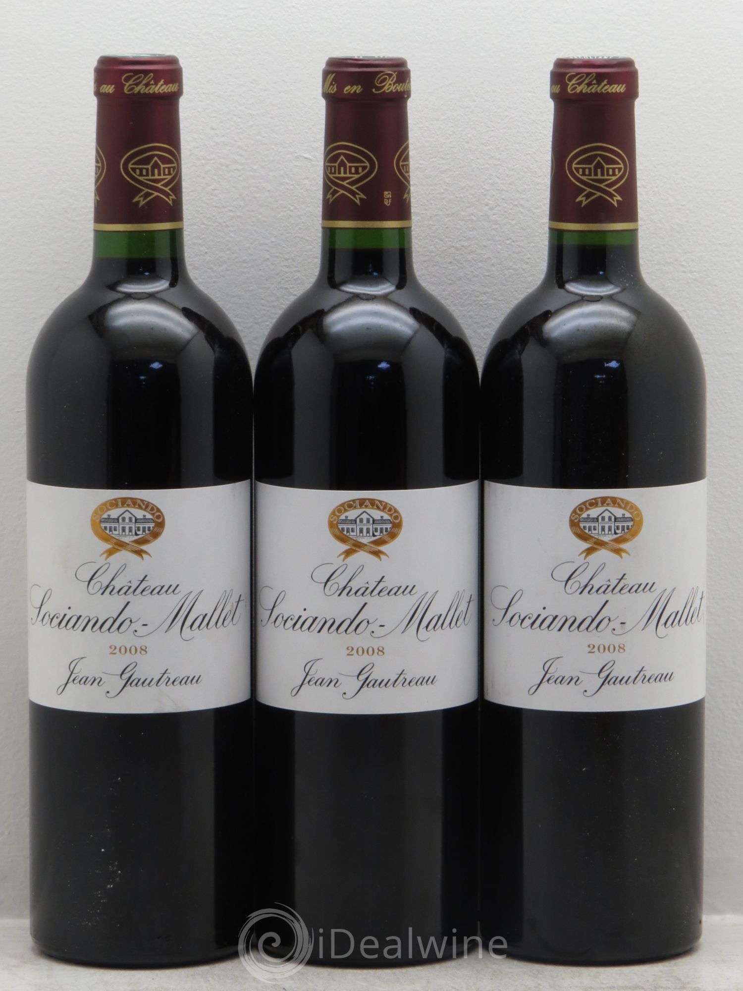 Château Sociando Mallet 2008 - Lot de 3 bouteilles - 0