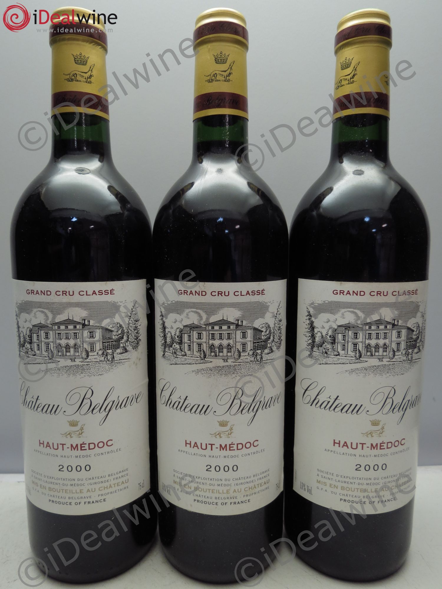 Château Belgrave 5ème Grand Cru Classé 2000 - Lot de 3 bouteilles - 0