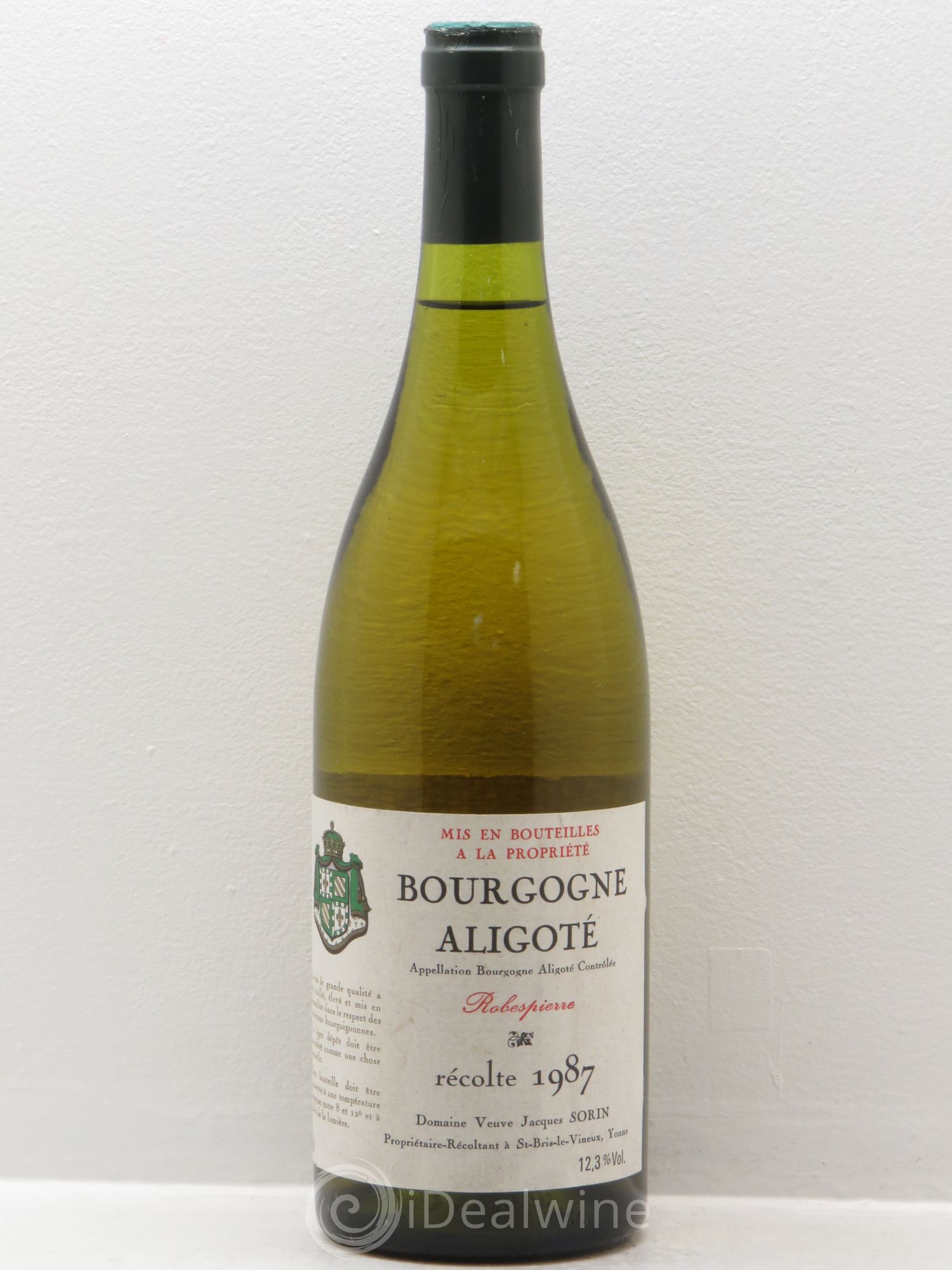 Bourgogne Aligoté .Robespierre .Veuve J.Sorin (sans prix de réserve) 1987 - Posten von 1 Flasche - 0