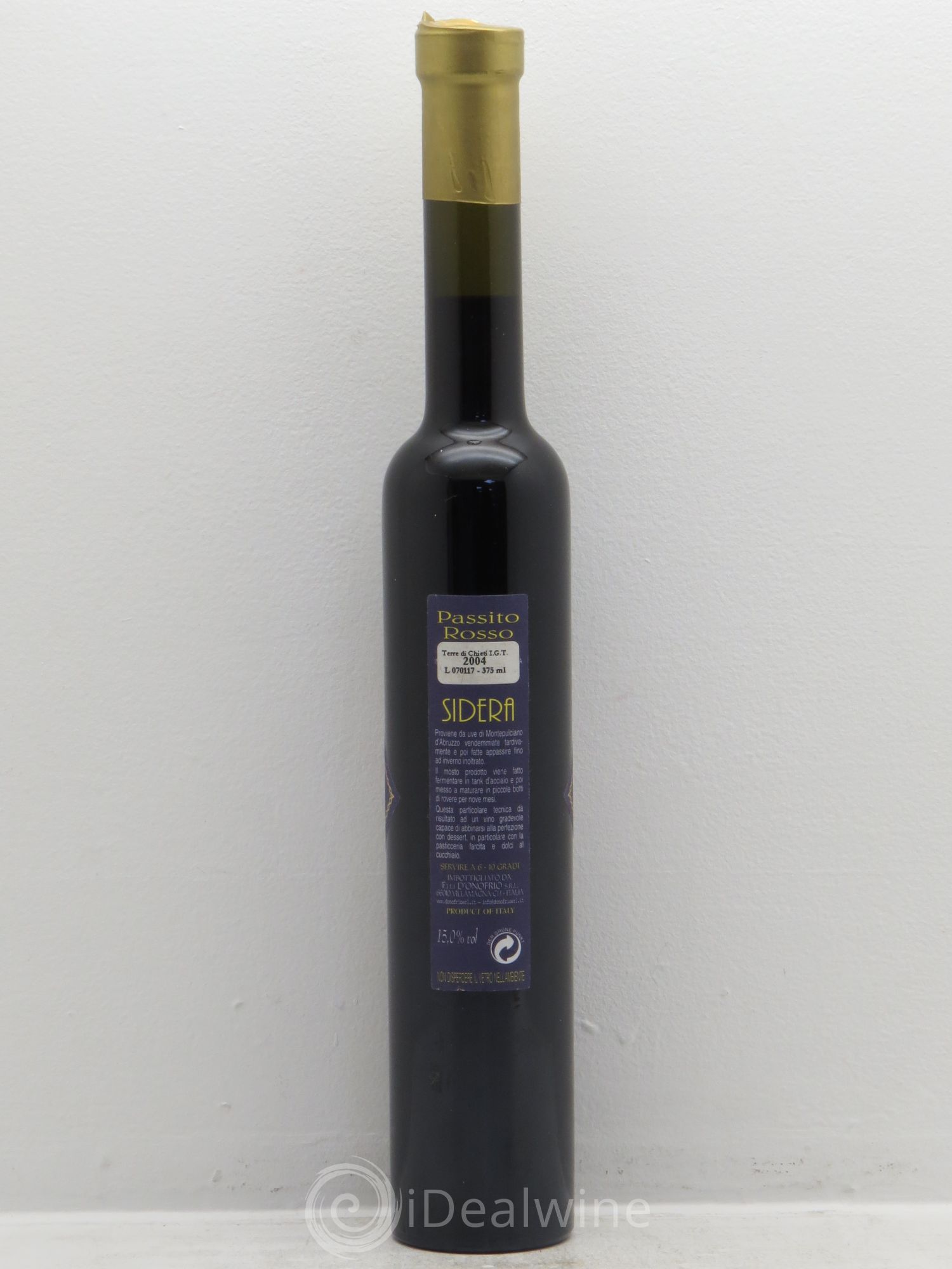 Italie Passito Rosso Terre di Chieti Domaine Sidera (sans prix de réserve) 2004 - Posten von 1 Demi-Flasche - 1