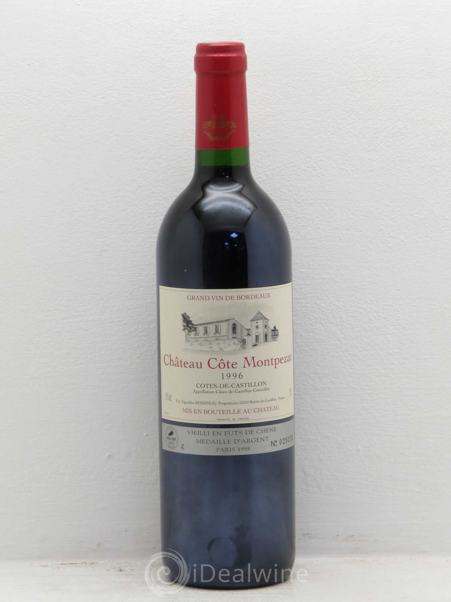 Castillon-Côtes-de-Bordeaux (Côtes-de-Castillon) Château Cote Montpezat (sans prix de réserve) 1996 - Posten von 1 Flasche - 0