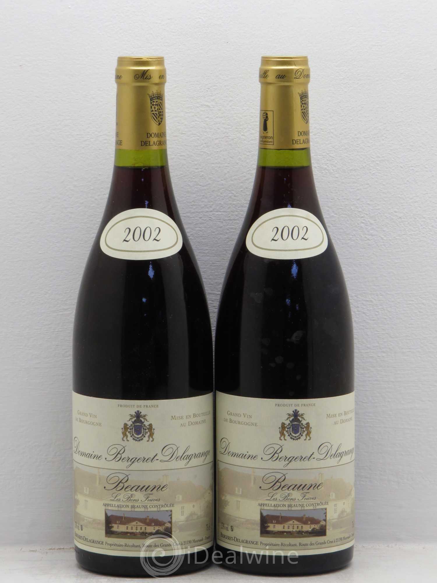 Beaune Les Bons Feuves Bergeret Delagrange (sans prix de réserve) 2002 - Posten von 2 Flaschen - 0