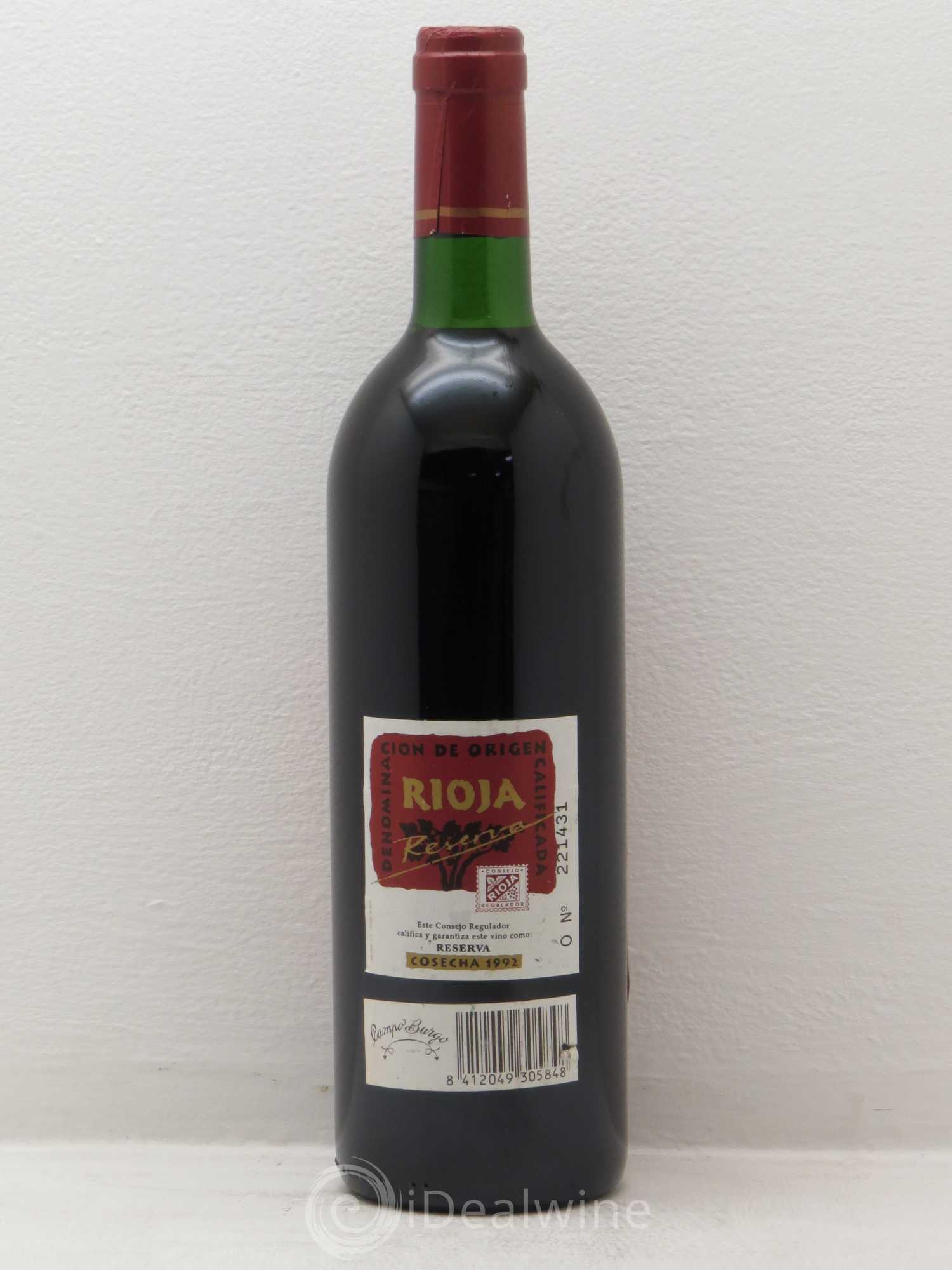 Rioja DOCA Campo Burgo Reserva (sans prix de réserve) 1992 - Posten von 1 Flasche - 1