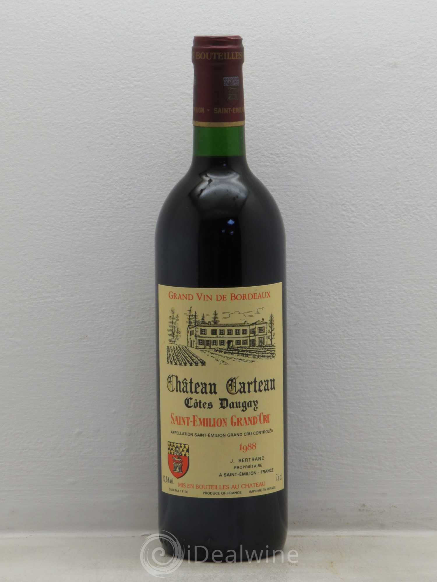 Saint-Émilion Chateau Carteau Cotes Daugay (sans prix de réserve) 1988 - Posten von 1 Flasche - 0