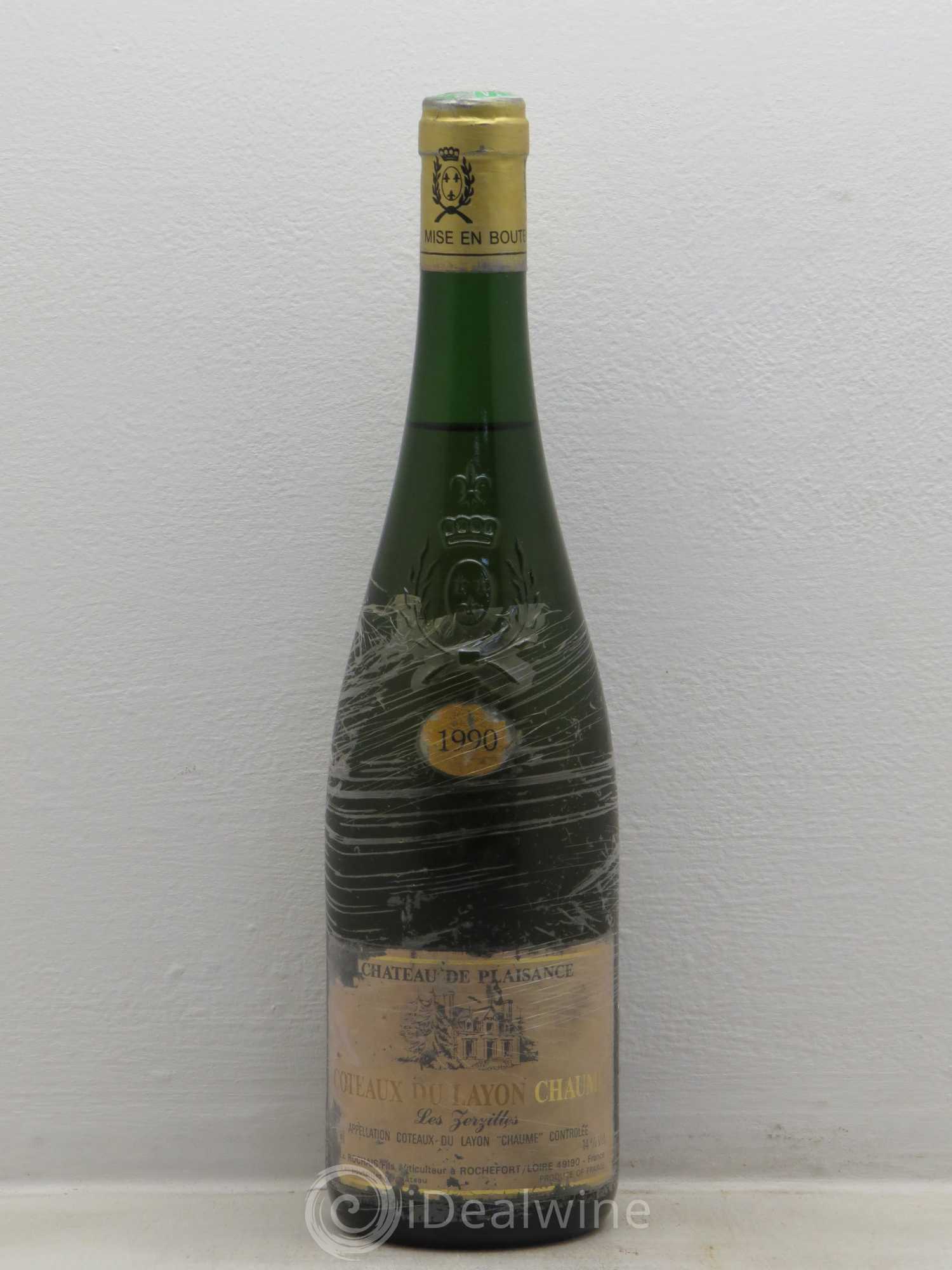 Coteaux du Layon Chaume Les Zerzilles Chateau de Plaisance (sans prix de réserve) 1990 - Posten von 1 Flasche - 0