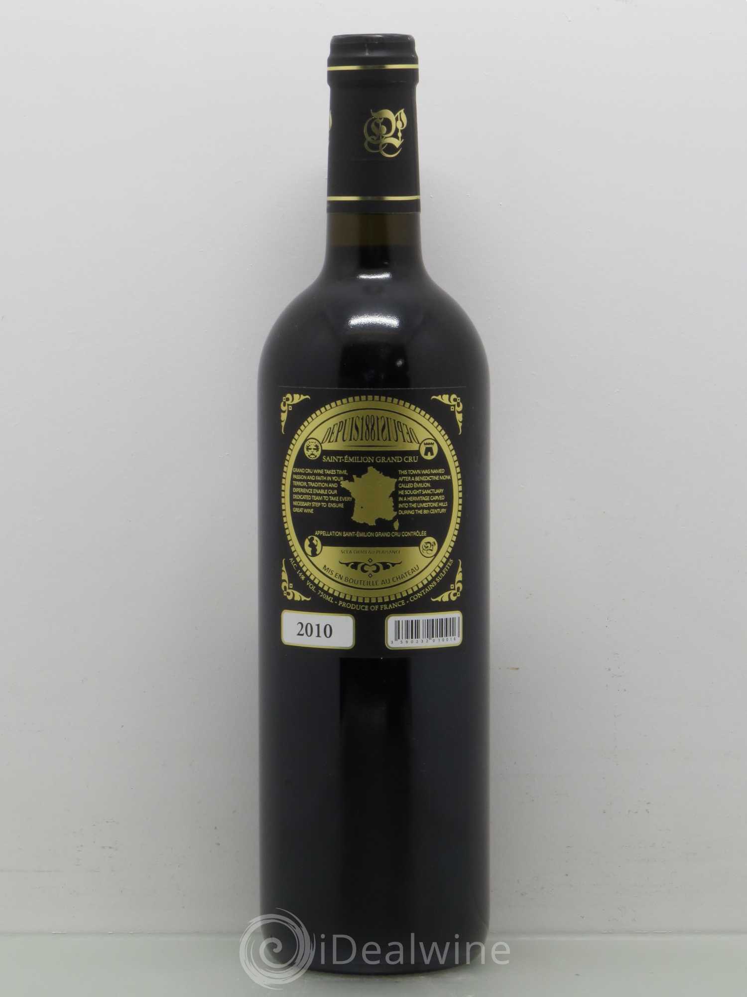 Saint-Émilion Château Plaisance Saint Emilion Grand Cru (sans prix de reserve) 2010 - Lot de 1 bouteille - 1