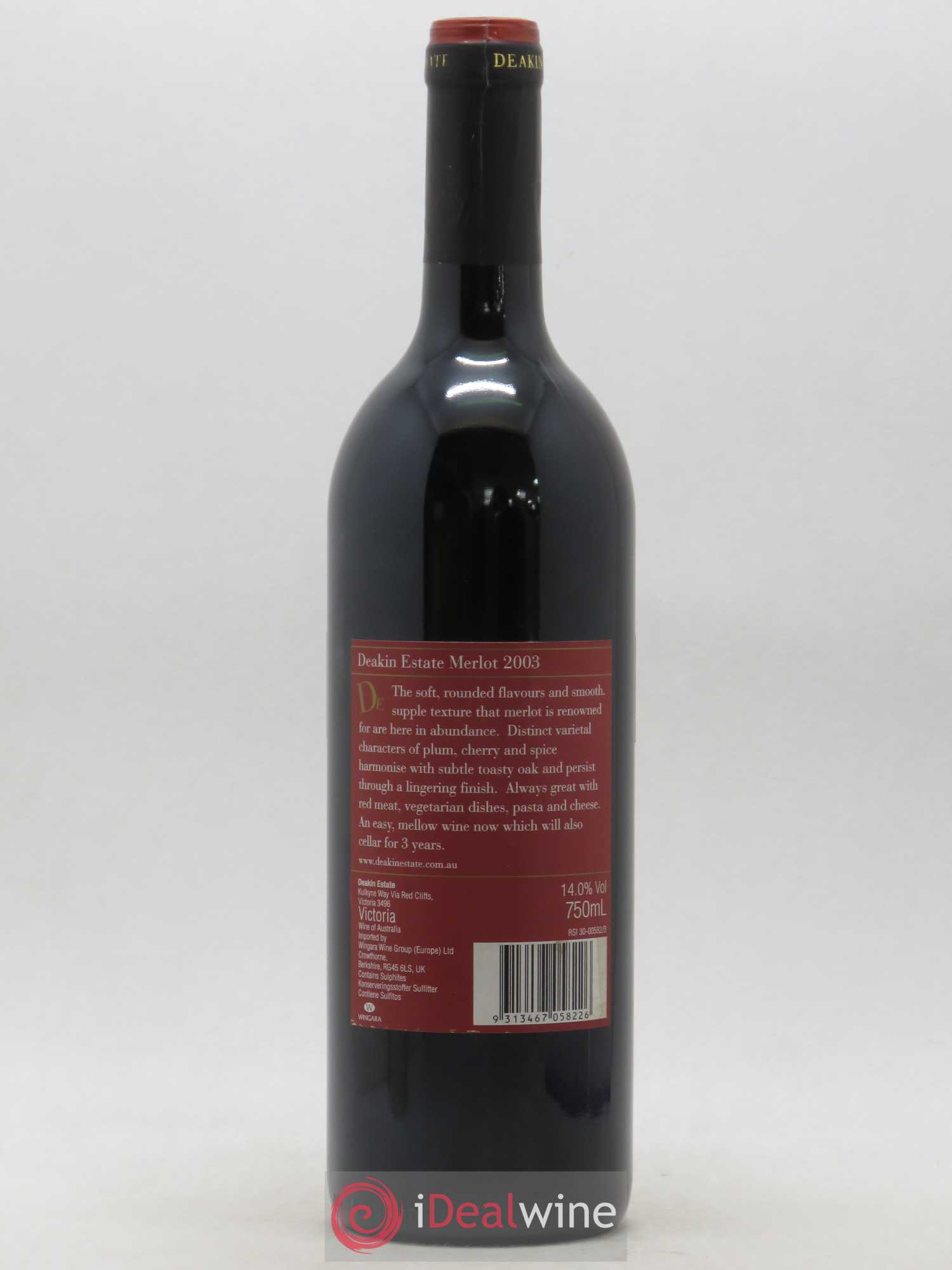 Australie Merlot Deakin Estate (no reserve) 2003 - Lot of 1 bottle - 1
