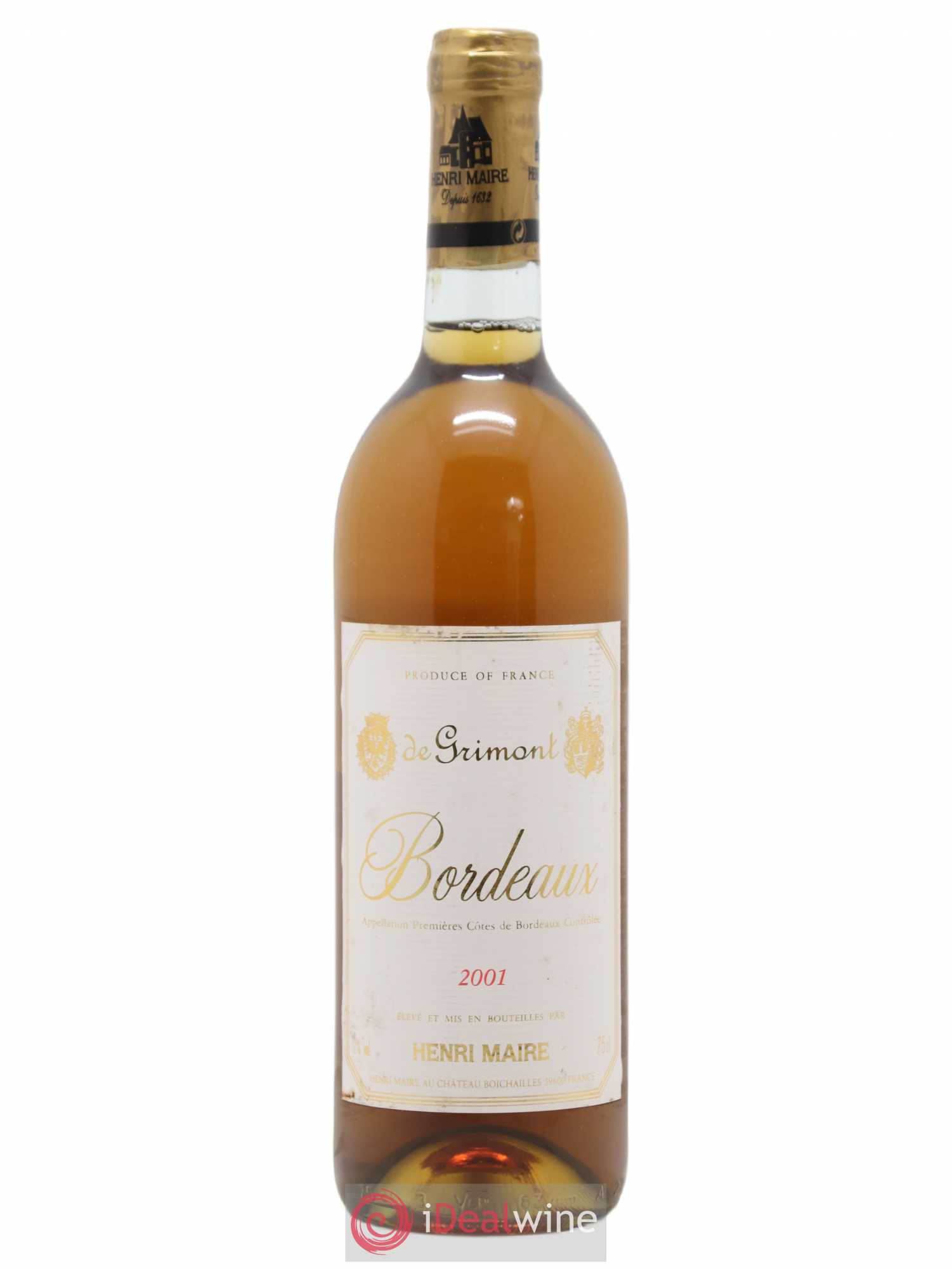 Bordeaux De Grimont Henri Maire (sans prix de réserve) 2001 - Posten von 1 Flasche - 0